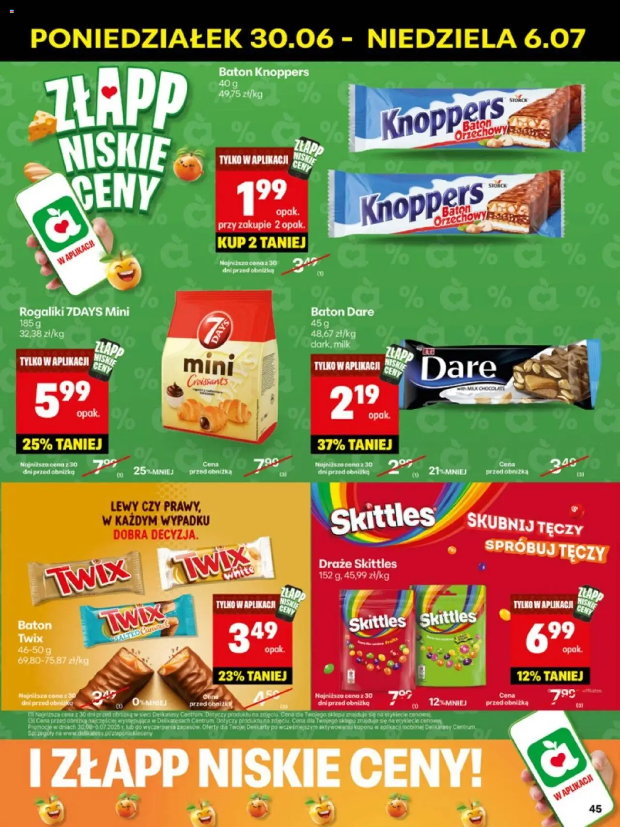Delikatesy Centrum Gazetka - Sklepy Własne od 30.06.2025 | Strona: 45 | Produkty: Knoppers, Delikatesy, Baton