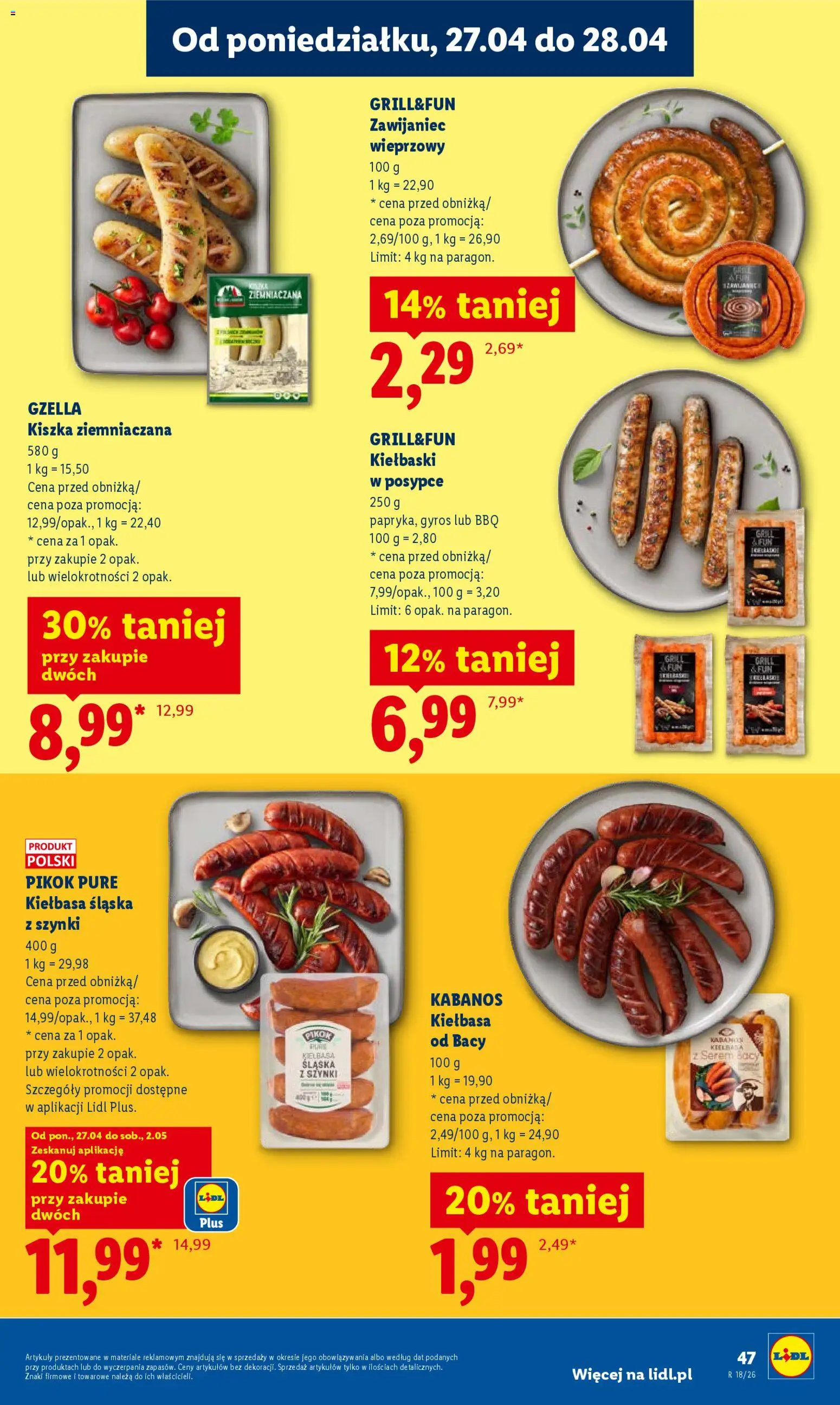 Lidl Polsko leták od 27.04.2026 | Strana: 47 | Produkty: Gyros, Kabanos, Pikok