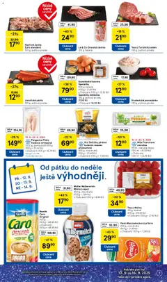Kostelecké Uzeniny Špekáčky, 600 g, balené (100 g = 21,65 Kč) s Clubcard: (100 g = 13,32 Kč) Špekáčky delikates 100 g, pultový prodej 21,90 Kč s Clubcard: 13,90 Kč od 10.09.2025 | Strana: 3
