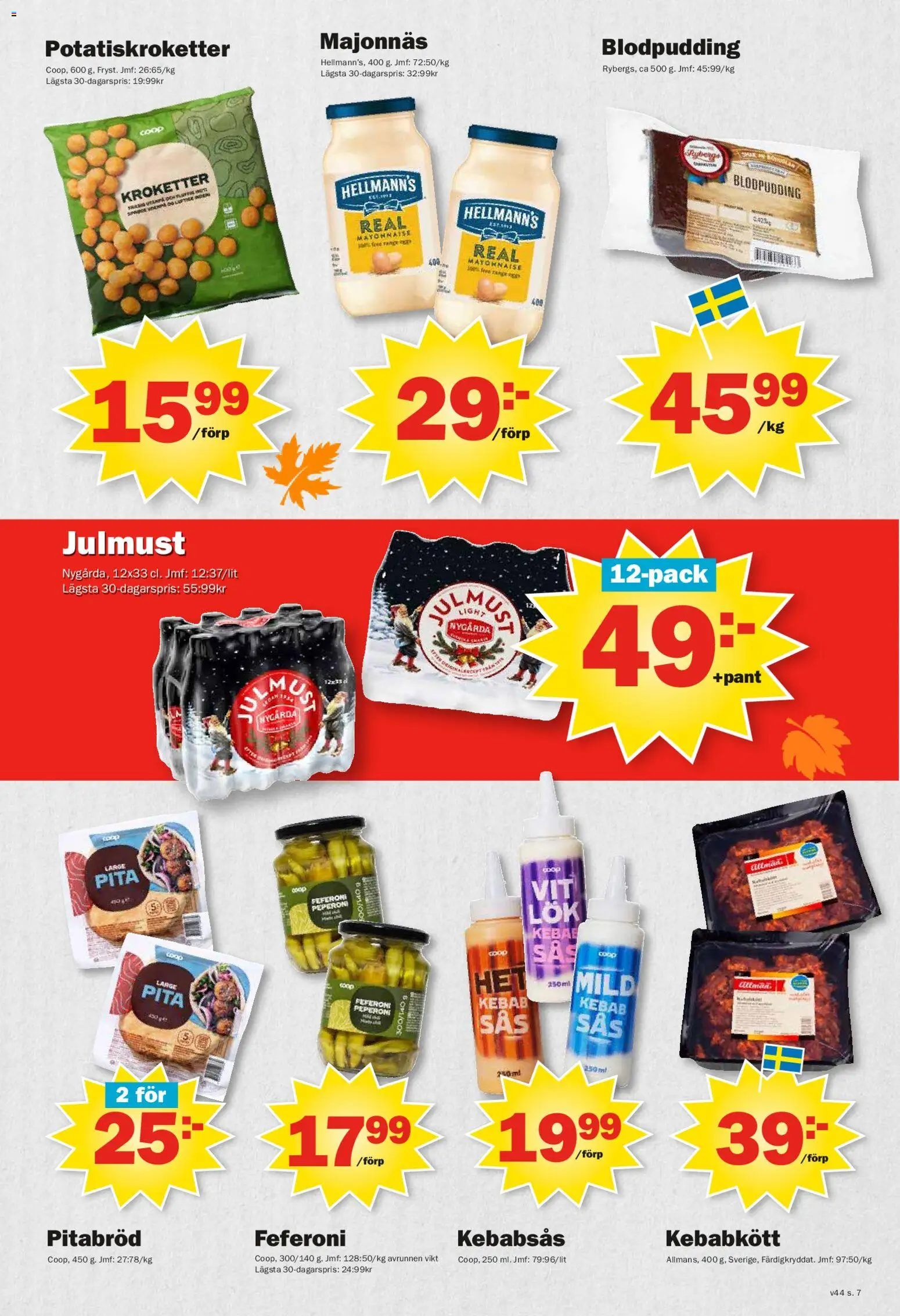 Pekås reklamblad aktuell från 27.10.2025 | Sida: 7 | Produkter: Pitabröd, Majonnäs, Kebabsås