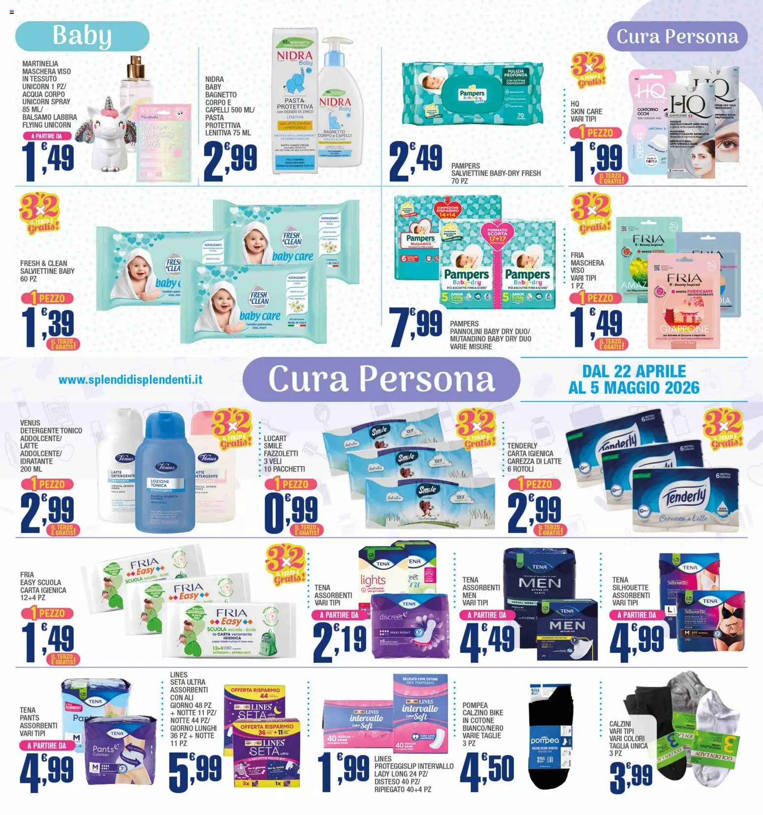 Volantino Splendidi e Splendenti del 22.04.2026 | Pagina: 7 | Prodotti: Balsamo, Calzini, Acqua, Pasta