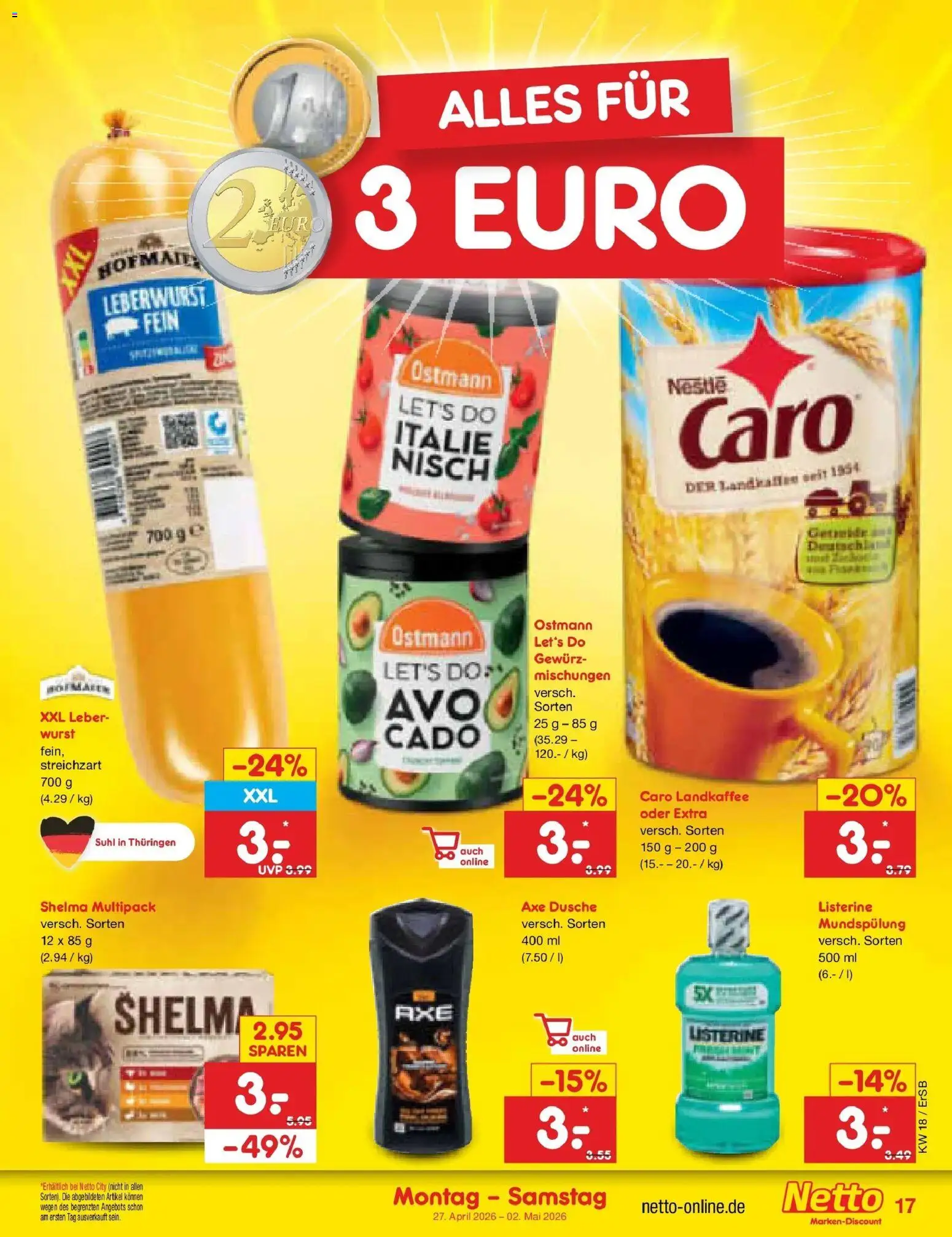Netto Marken-Discount Prospekt Nordhausen	 – gültig ab 27.04.2026 | Seite: 19 | Produkte: Dusche, Axe, Wurst, Listerine