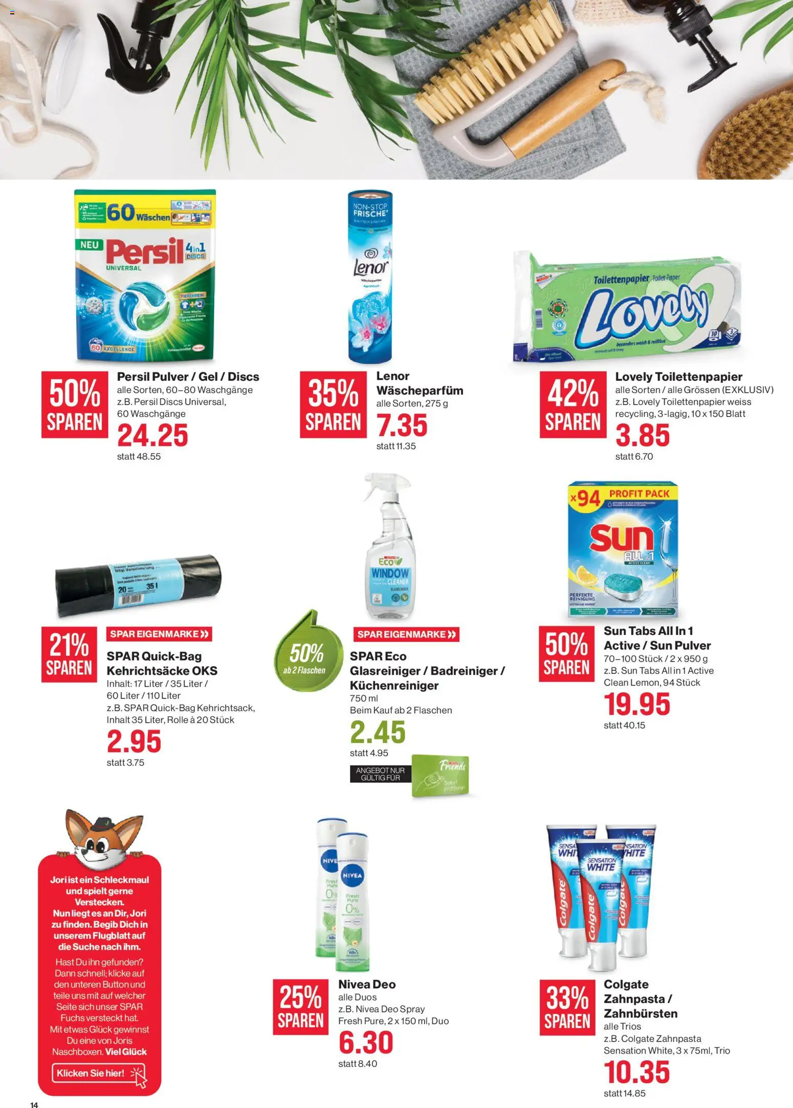 SPAR Aktionen – gültig ab 31.12.2025 | Seite: 14 | Produkte: Pulver, Zahnpasta, Toilettenpapier