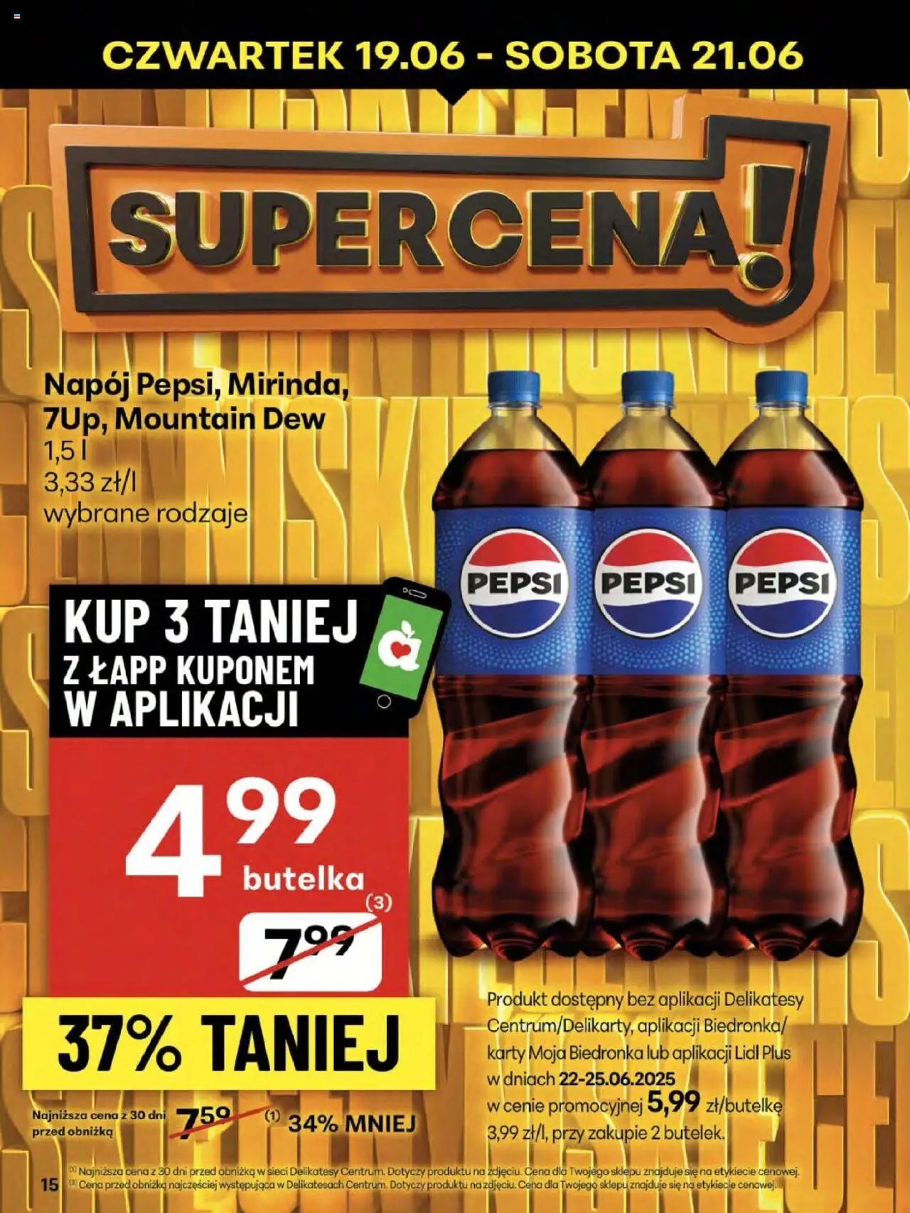 Delikatesy Centrum Gazetka od 19.06.2025 | Strona: 15 | Produkty: Pepsi, Delikatesy