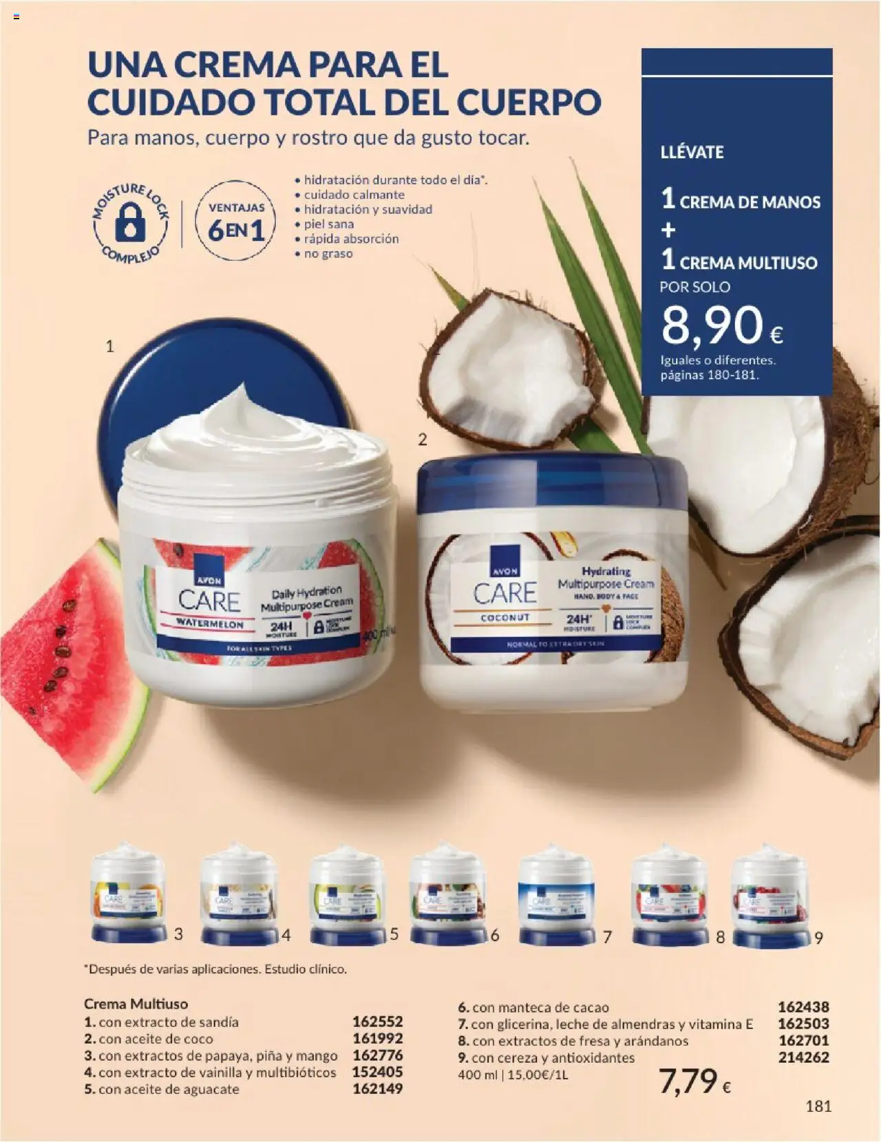 Catálogo AVON campaña 6 │ válido desde el 01.06.2025 | Página: 181 | Productos: Crema de manos, Aceite, Τυρόπιτα, Φρυγανιές σικάλεως
