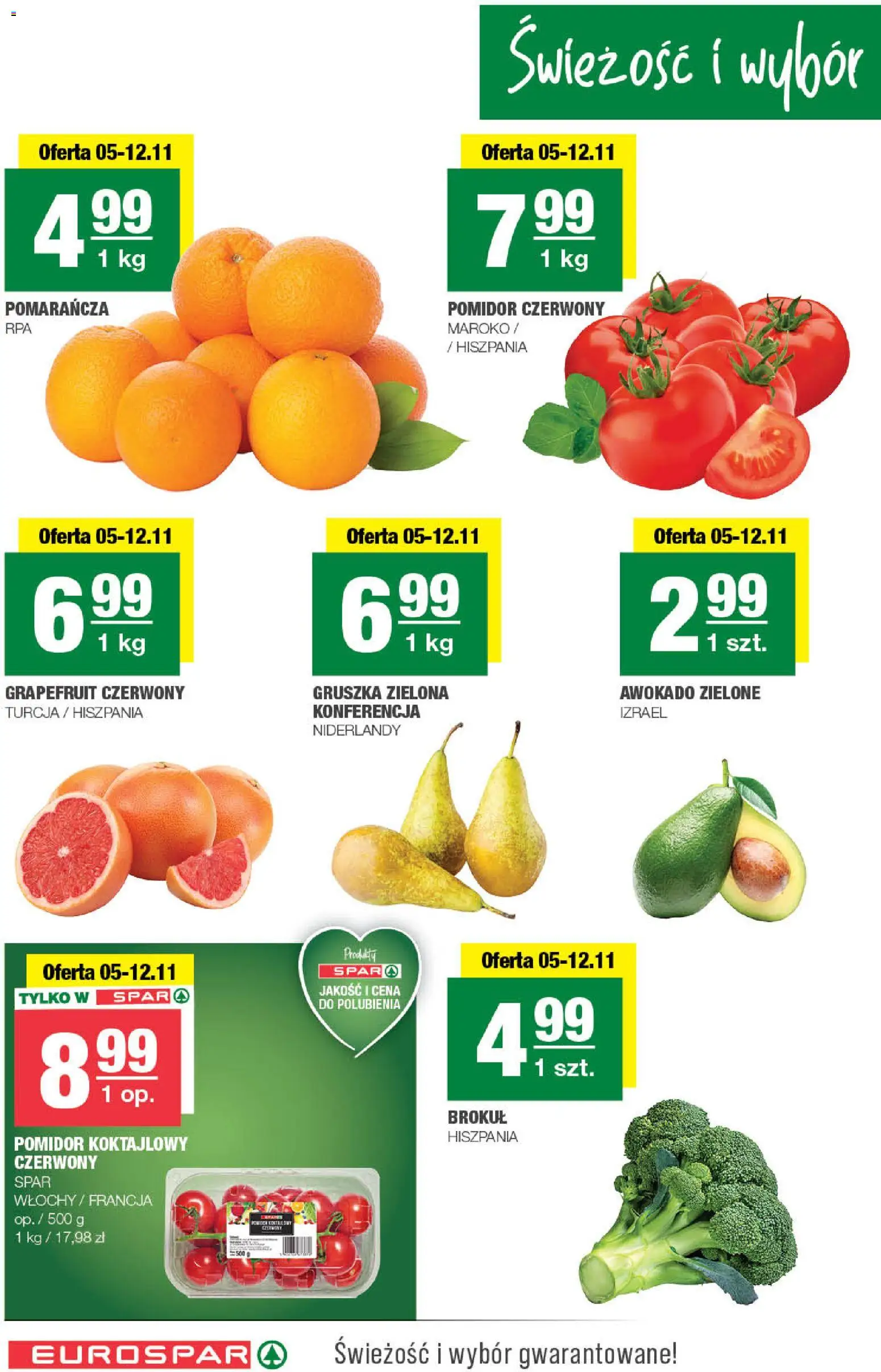 Spar Gazetka - Eurospar od 05.11.2025 | Strona: 2 | Produkty: Gruszka, Brokuł, Awokado