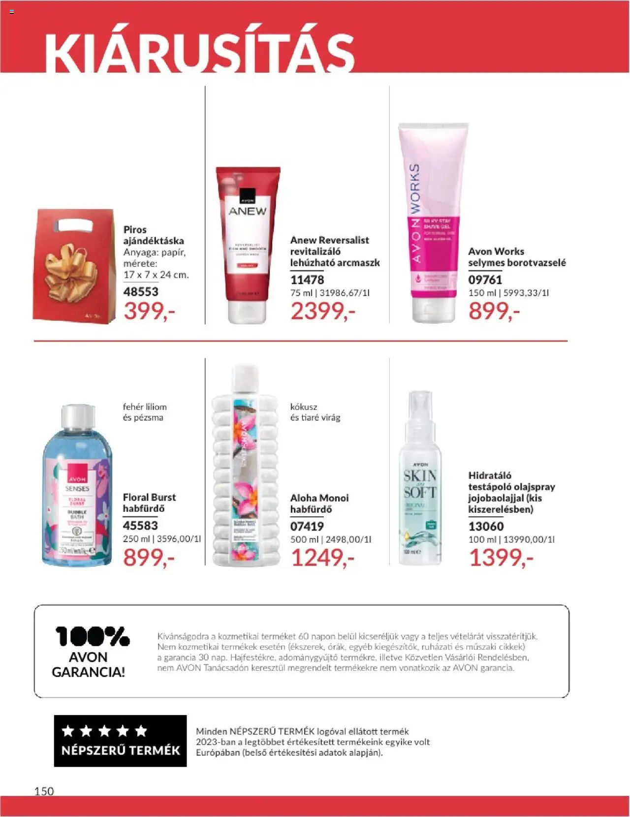 Avon akciós ujság - amely érvényes a következő dátumtól: 01.06.2025 | Oldal: 150 | Termékek: Kokusz, Virag, Testápoló, Műszaki cikkek