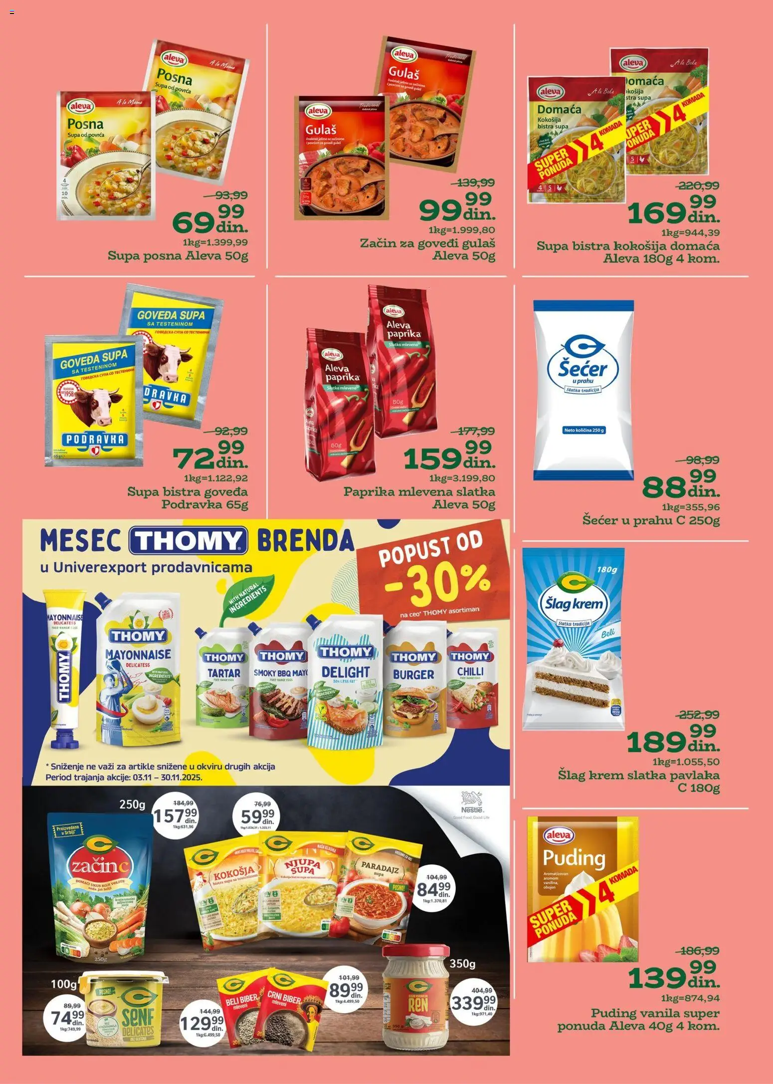 Univerexport katalog - važi od 27.10.2025 | Strana: 12 | Proizvode: Puding, Šećer, Burger, Paradajz