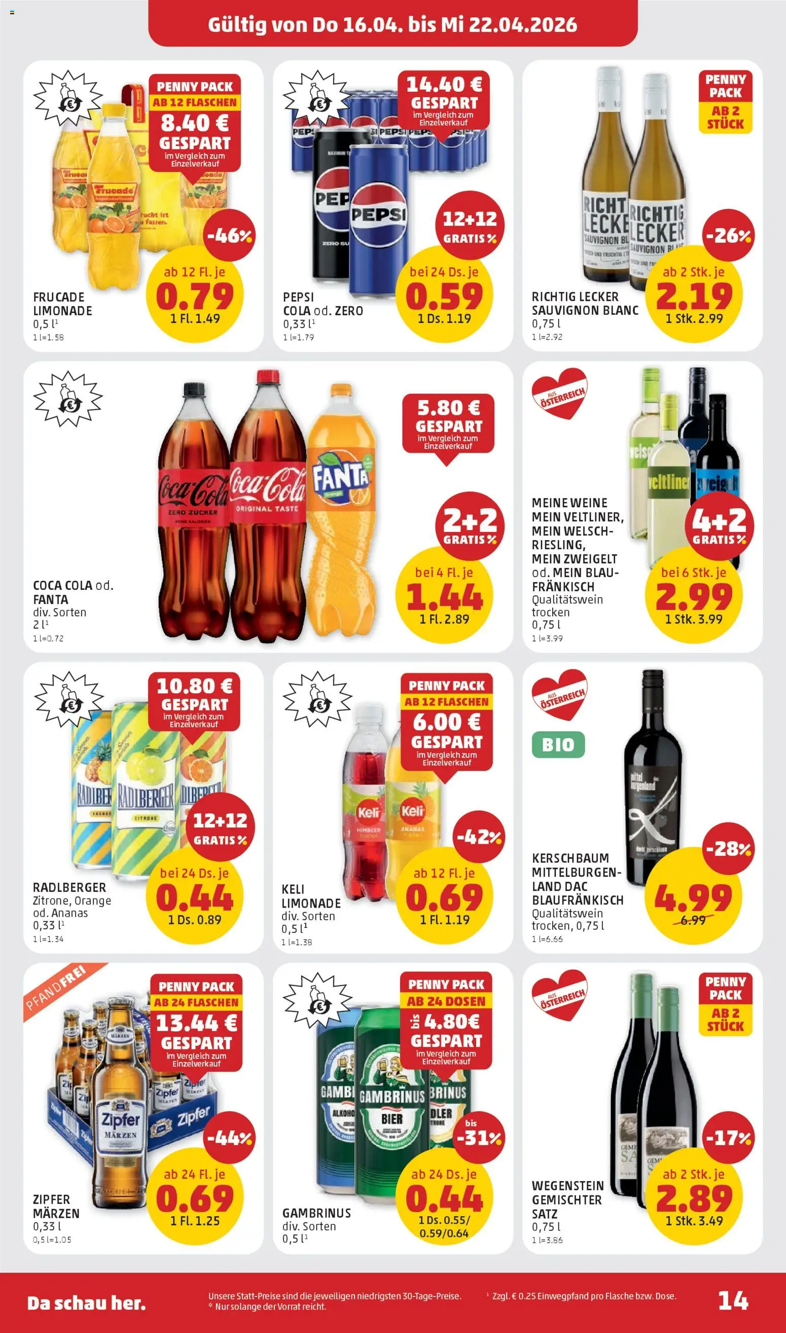 Penny Markt - Flugblatt gültig ab 16.04.2026 | Seite: 14 | Produkte: Zucker, Zitrone, Bier, Ananas