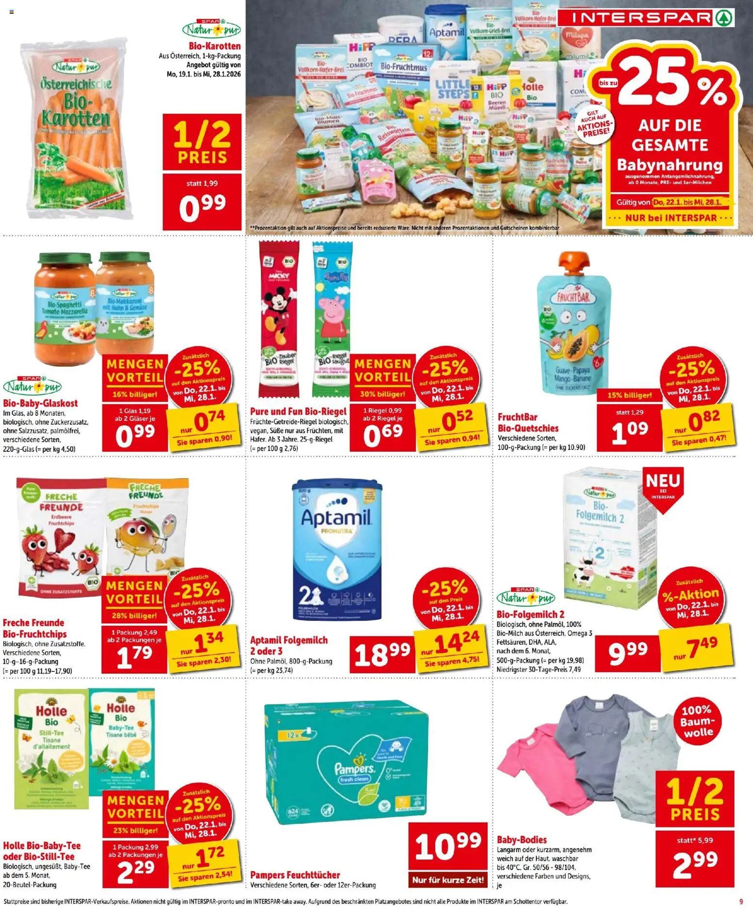 Interspar Flugblatt gültig ab 22.01.2026 | Seite: 9 | Produkte: Babynahrung, Pampers