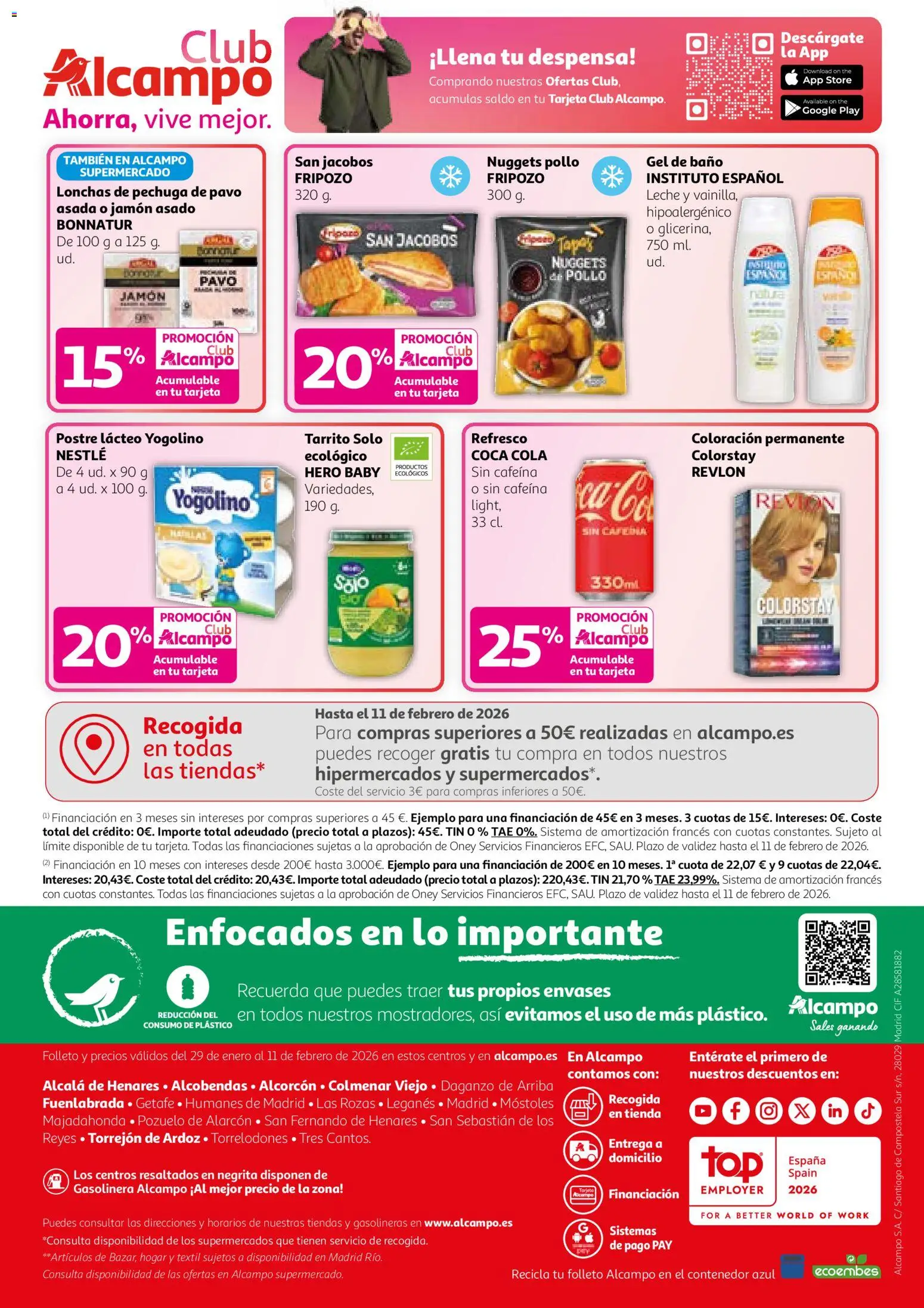 Alcampo - HG Madrid Unificado  │ válido desde el 29.01.2026 | Página: 26 | Productos: Gel de baño, Leche, Jamón, Nuggets