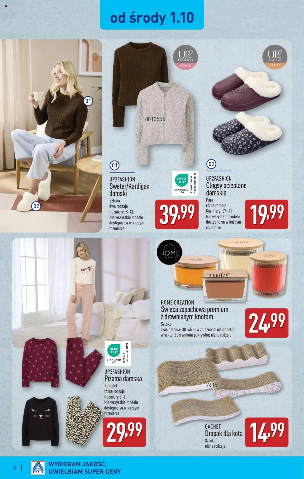 Aldi Gazetka - Artykuły przemysłowe i tekstylia od 29.09.2025 | Strona: 8 | Produkty: Piżama, Drapak, Drapak dla kota