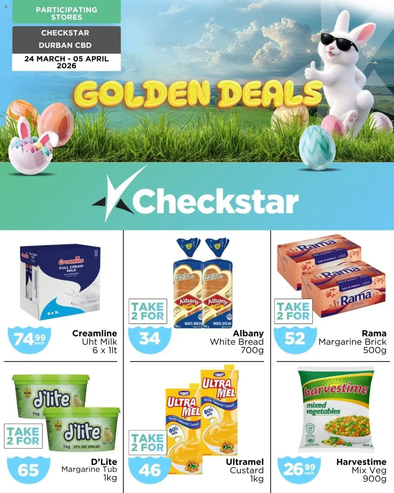 New Check Star catalogue – valid from 25.03.2026 | Page: 1 | Products: Bread, Margarine, Vegetables, Fat spread