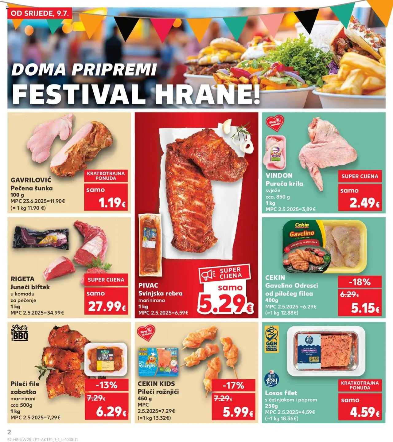 Kaufland katalog | vrijedi od 09.07.2025 | Stranica: 2 | Proizvodi: Pileći file, Šunka, Losos