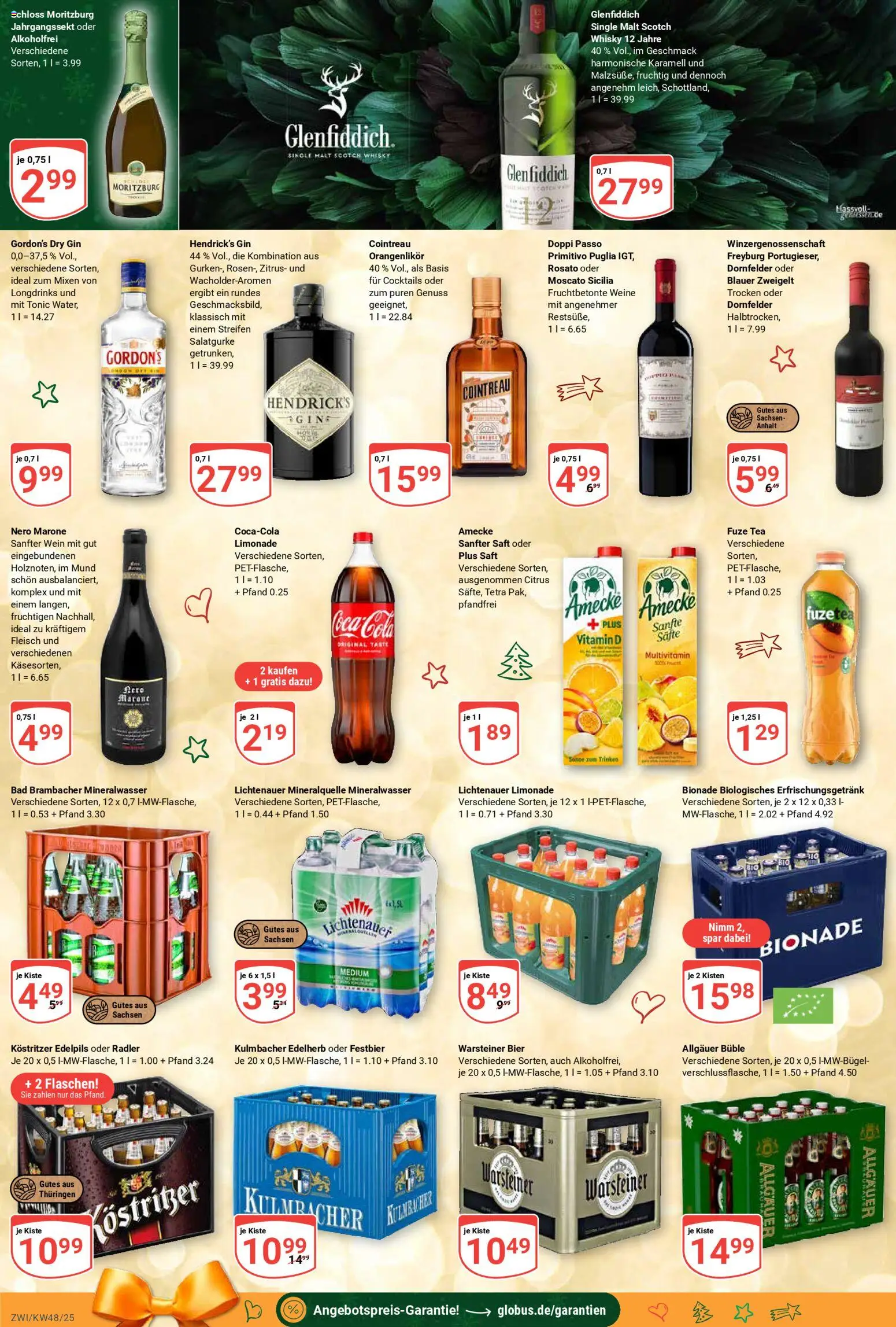 Globus prospekt Zwickau	 – gültig ab 24.11.2025 | Seite: 5 | Produkte: Mineralwasser, Radler, Saft, Gin