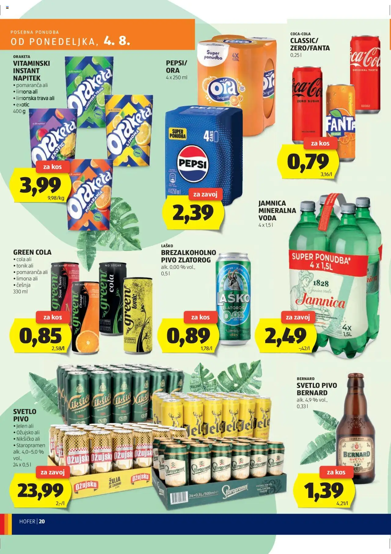 Hofer SI katalog | vrijedi od 31.07.2025 | Stranica: 20 | Proizvodi: Pepsi, Ožujsko, Jamnica, Voda