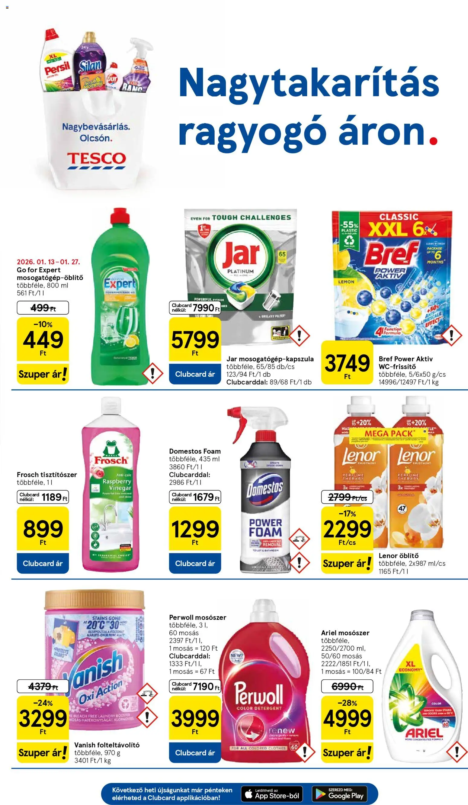Tesco akciós ujság - amely érvényes a következő dátumtól: 15.01.2026 | Oldal: 11 | Termékek: Ariel, Persil, Perwoll, Folteltávolító