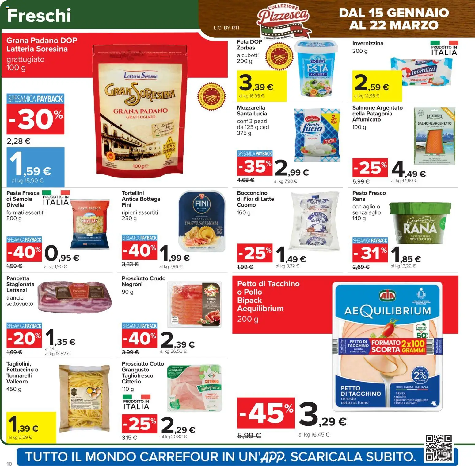 Volantino Carrefour del 15.01.2026 | Pagina: 10 | Prodotti: Pollo, Salmone, Prosciutto, Parmigiano reggiano