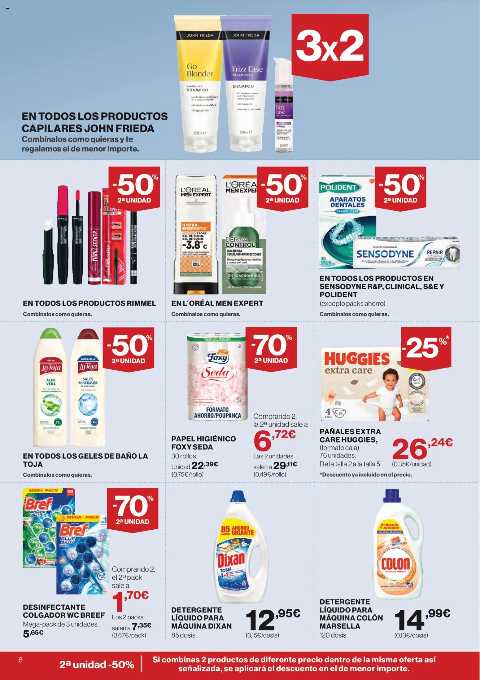 Hipercor catálogo │ válido desde el 12.03.2026 | Página: 6 | Productos: Gel de ducha, Detergente líquido, Baño, Ducha