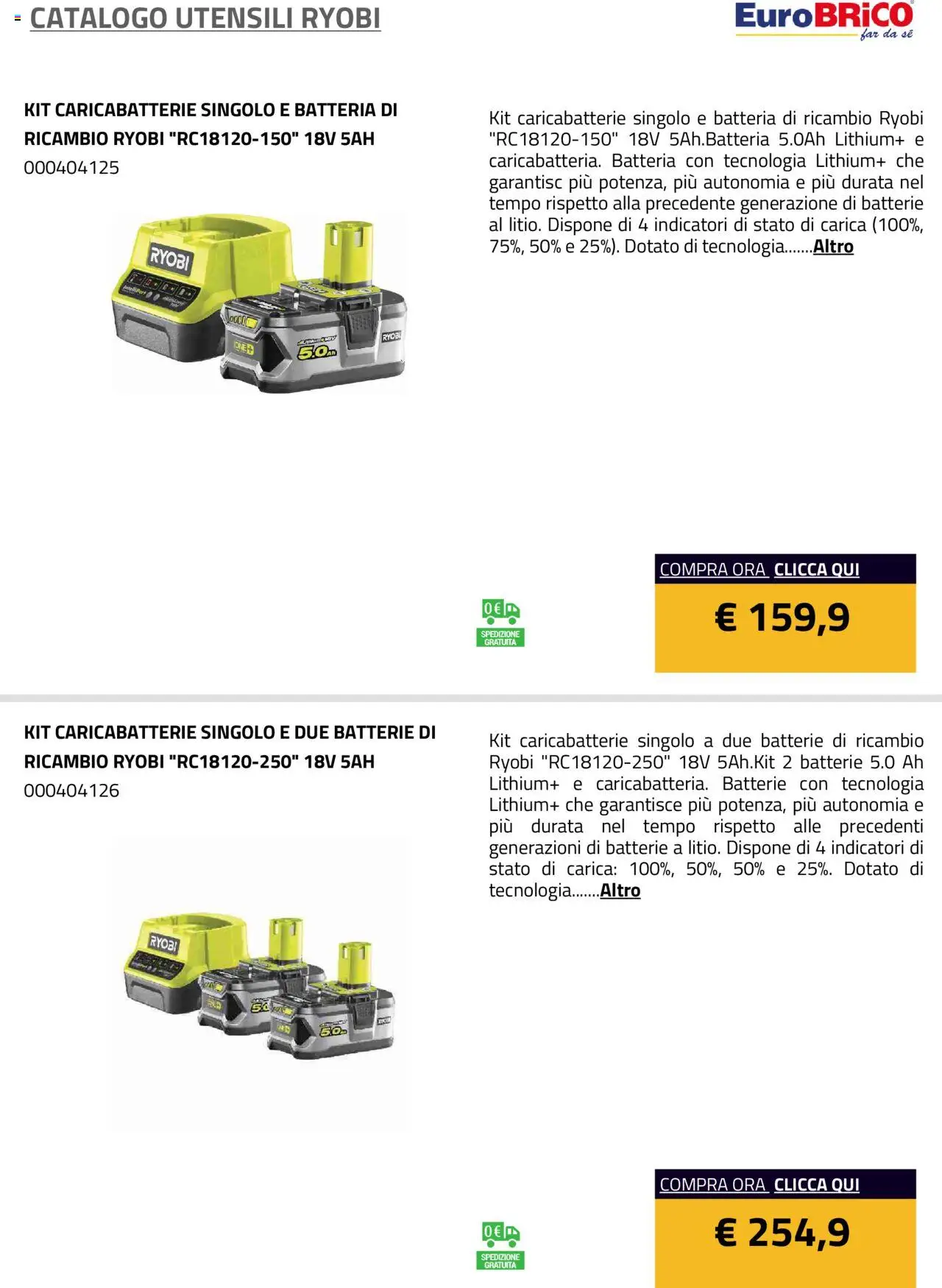 Volantino Eurobrico del 23.07.2025 | Pagina: 39 | Prodotti: Batteria, Batterie, Caricabatterie