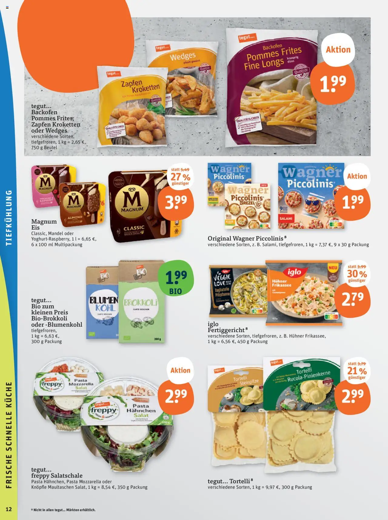 Tegut - Rheinland-Pfalz, Niedersachsen, Heidelberg - gültig ab dem 07.08.2025 | Seite: 14 | Produkte: Pommes, Blumenkohl, Pasta, Salami