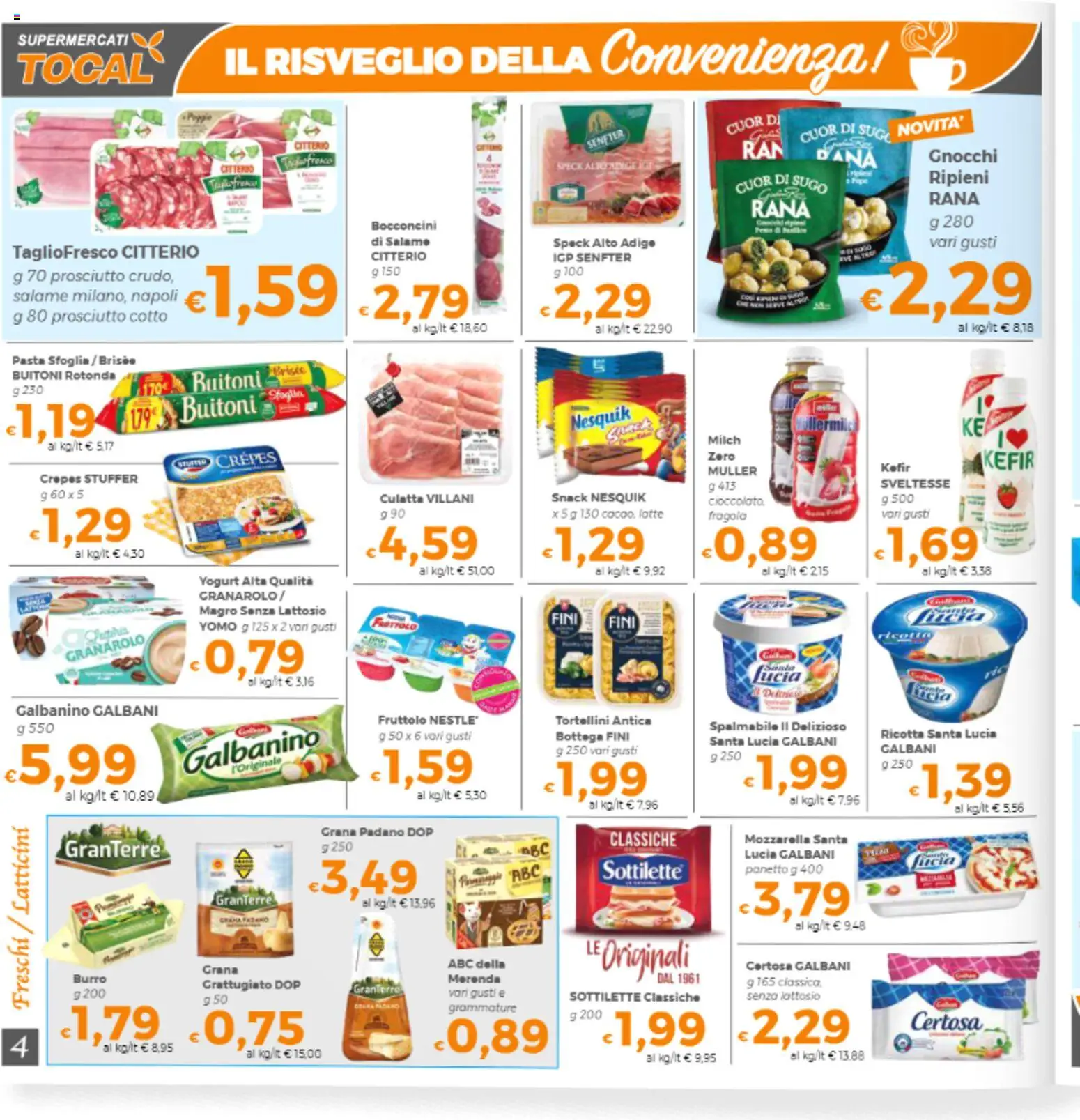 Volantino Tocal del 24.02.2026 | Pagina: 4 | Prodotti: Speck, Prosciutto Cotto, Salame, Pasta