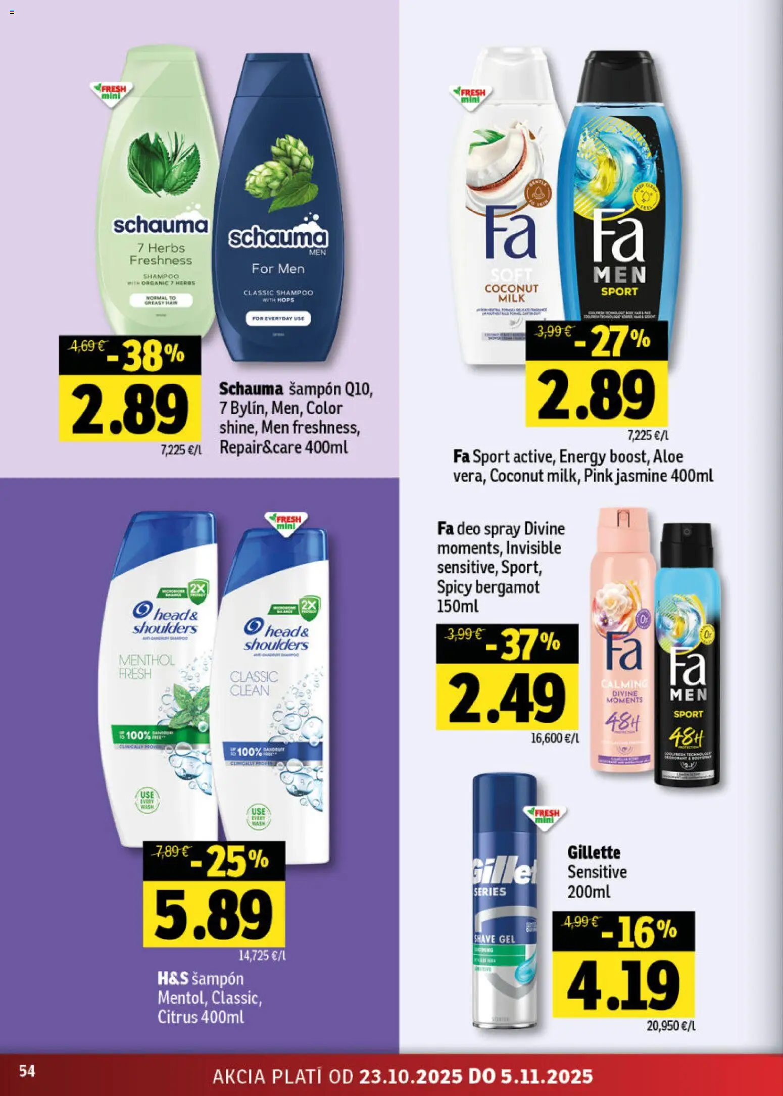 Nové Fresh akcie – leták je platný od 23.10.2025 | Strana: 54 | Produkty: Šampón