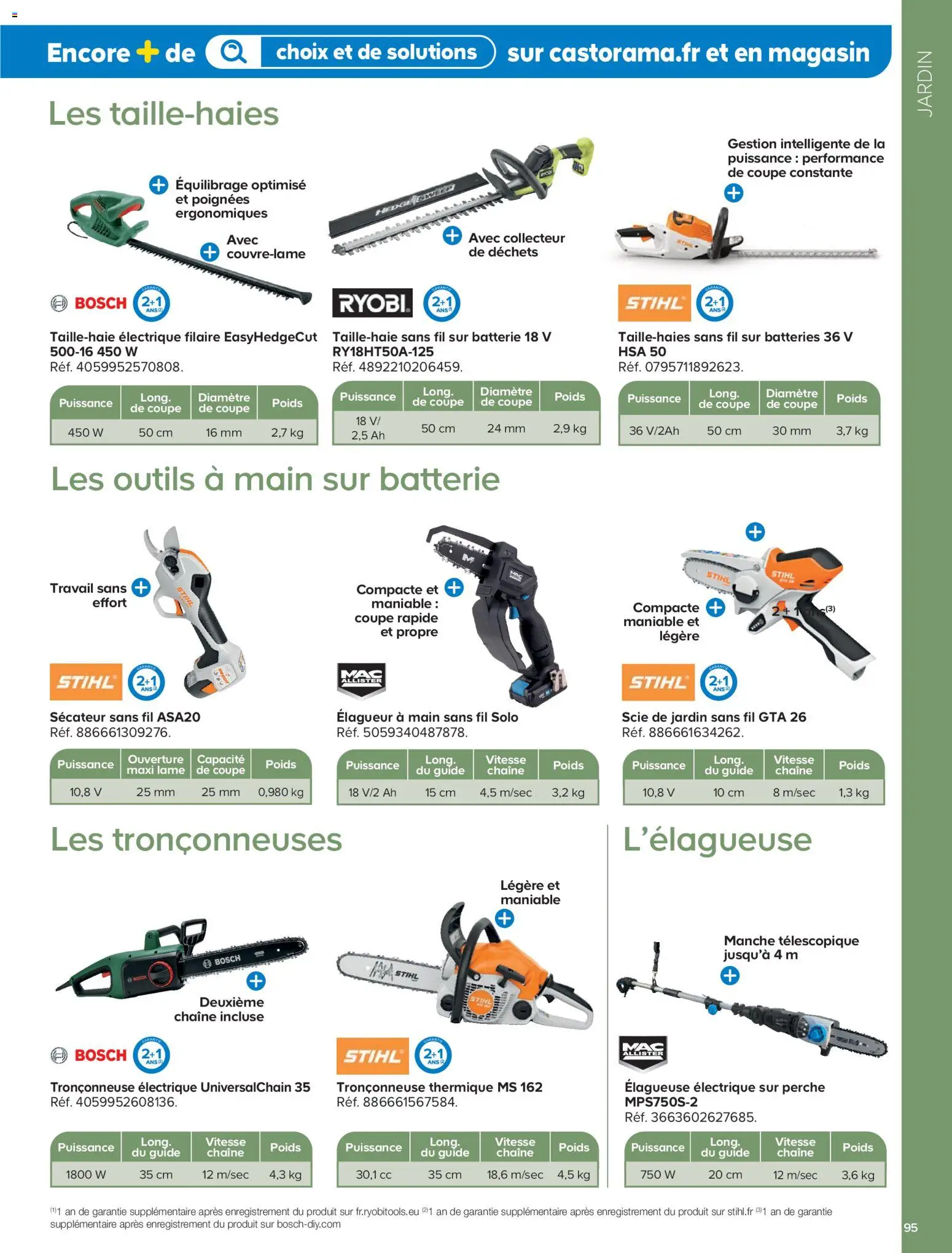 {H1} | Page: 95 | Produits: Poids, Tronçonneuse thermique, Sécateur, Batterie