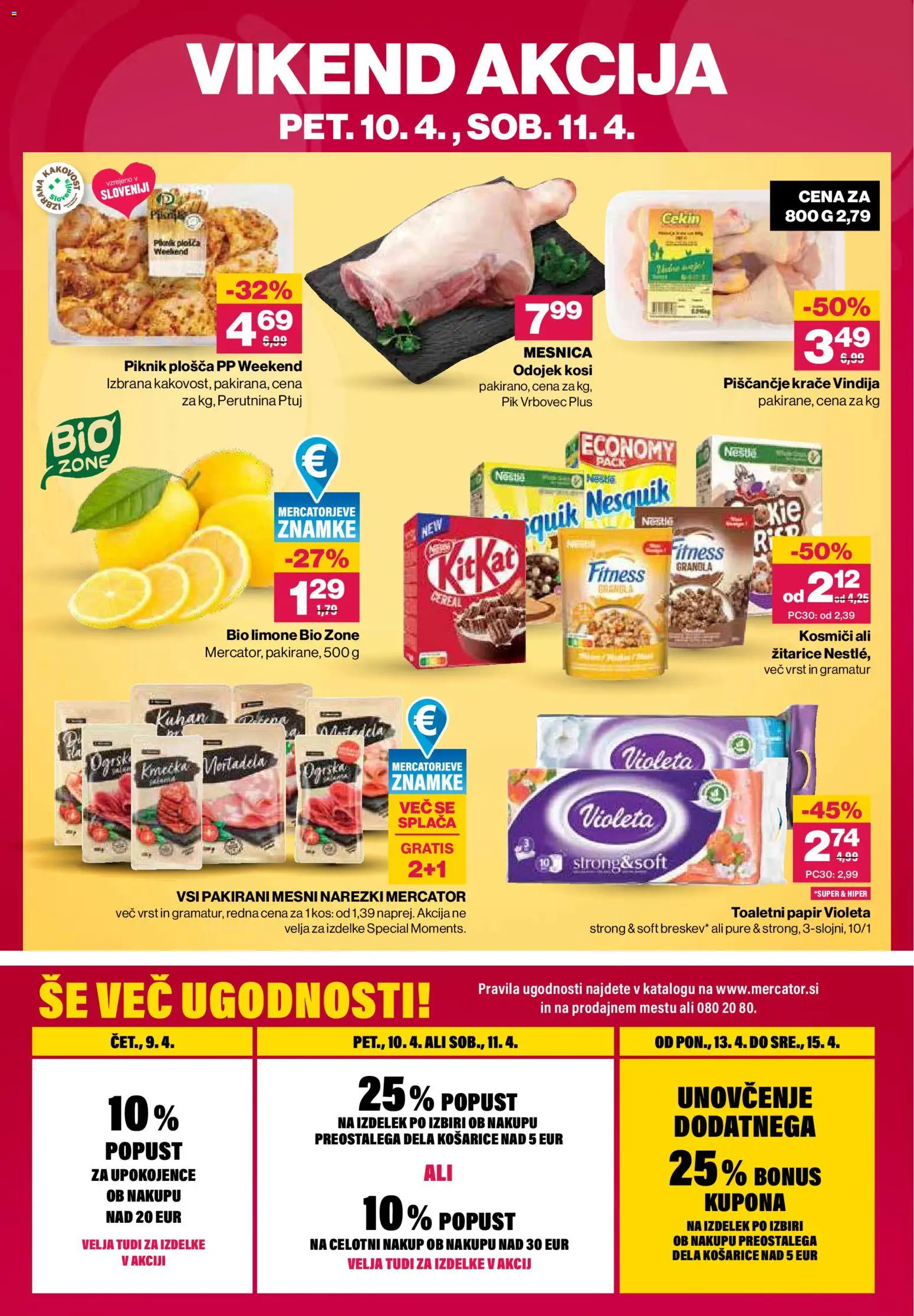Novi Mercator katalog ponudbe – veljaven od 09.04.2026 | Stran: 40 | Izdelki: Mortadela, Toaletni papir, Kos, Kosmici