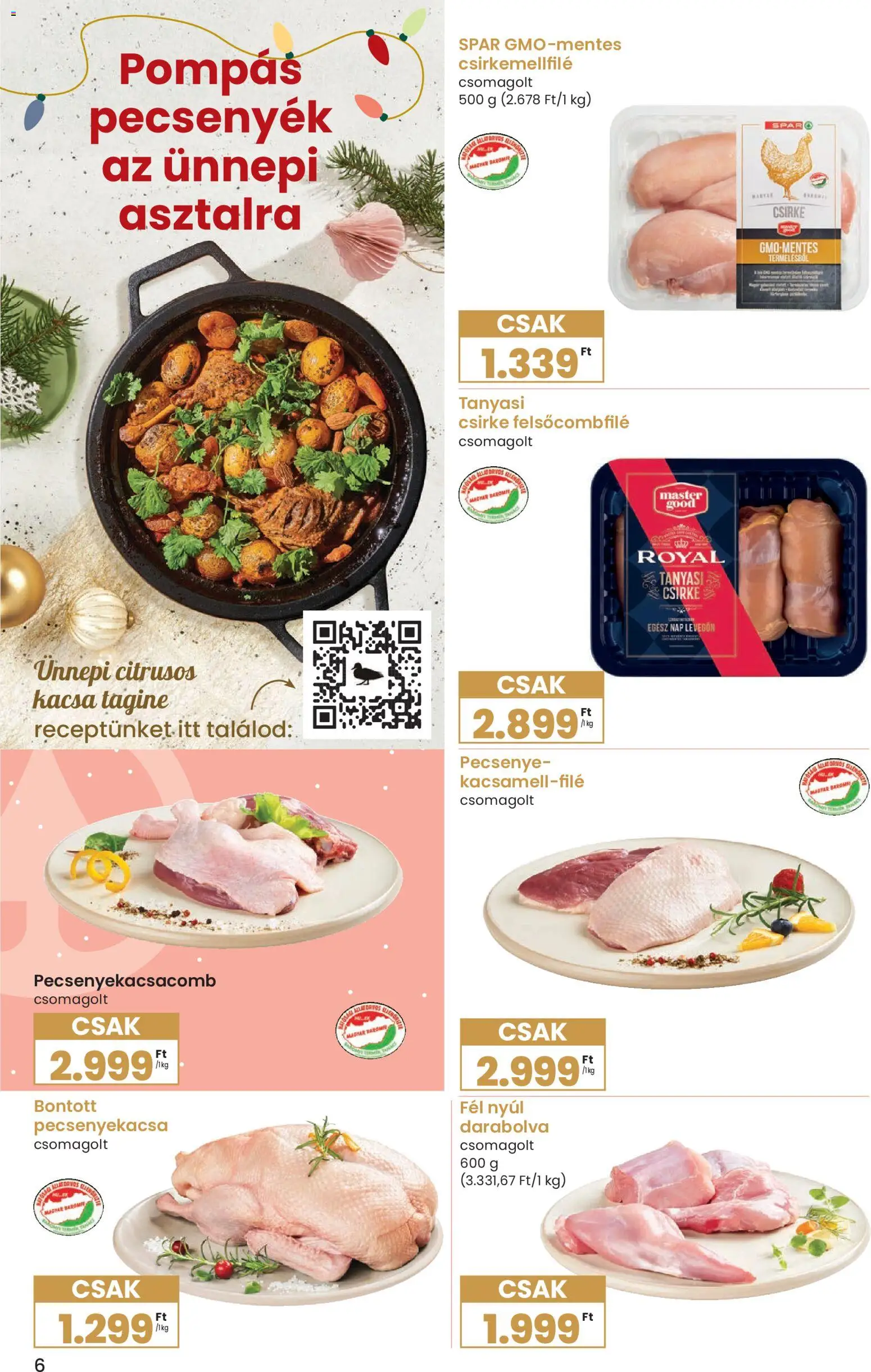 Interspar akciós ujság - amely érvényes a következő dátumtól: 27.11.2025 | Oldal: 6 | Termékek: Pecsenyekacsa, Tanyasi csirke, Kacsa