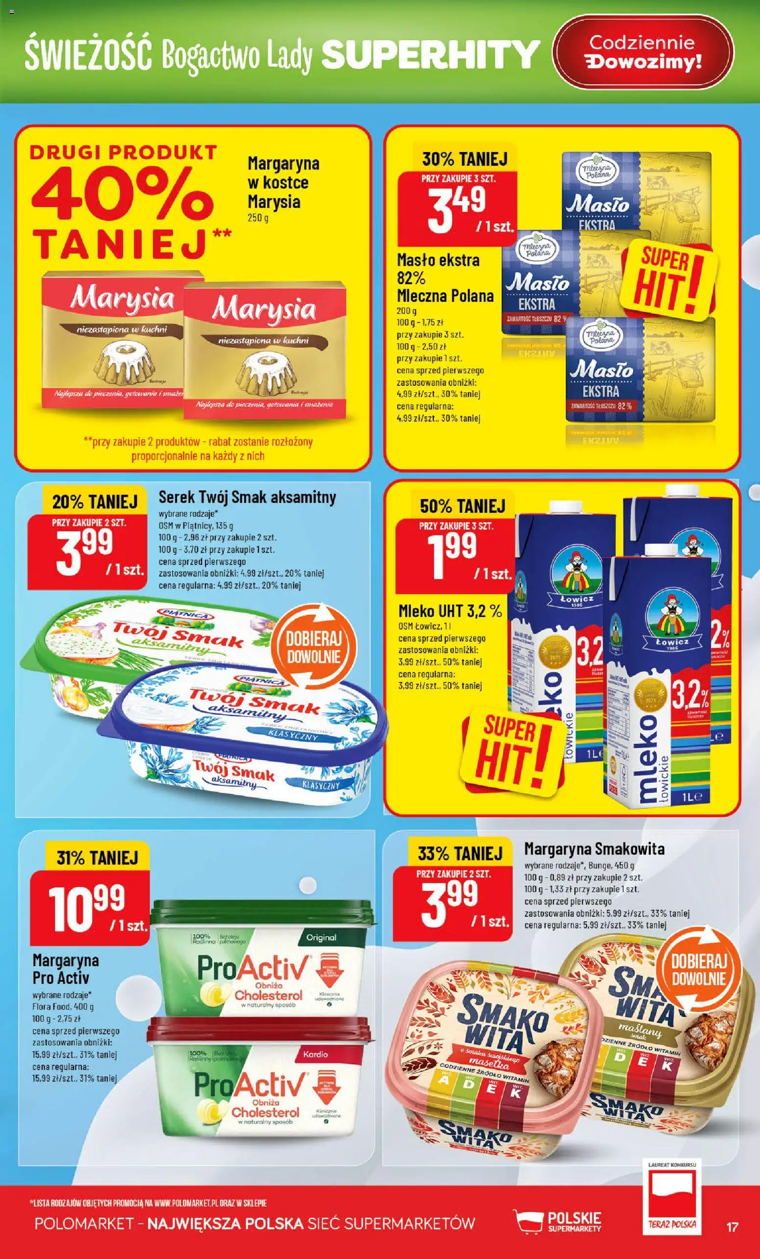 POLOmarket Gazetka od 25.02.2026 | Strona: 17 | Produkty: Serek, Margaryna, Mleko, Masło