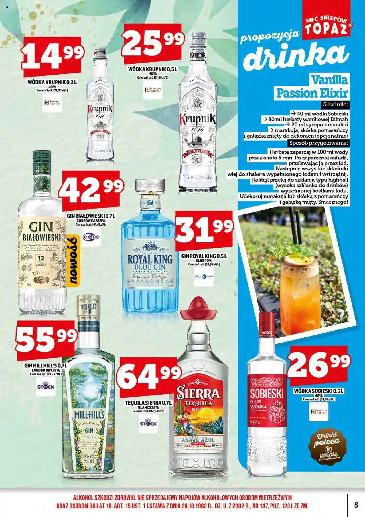 Topaz Gazetka alkoholowa od 01.06.2025 | Strona: 7 | Produkty: Tequila Sierra, Vodka, Szklanki, Alkohol