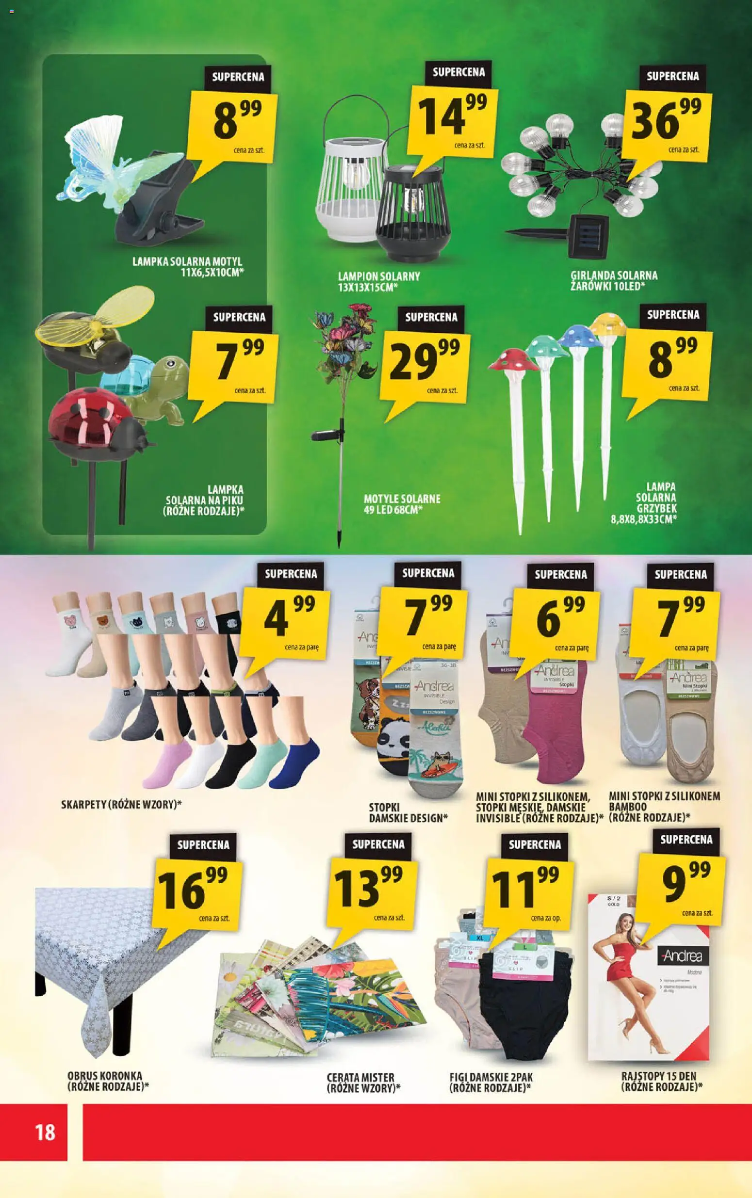 Arhelan gazetka od 24.04.2026 | Strona: 18 | Produkty: Skarpety, Lampa solarna, Lampa, Żarówki