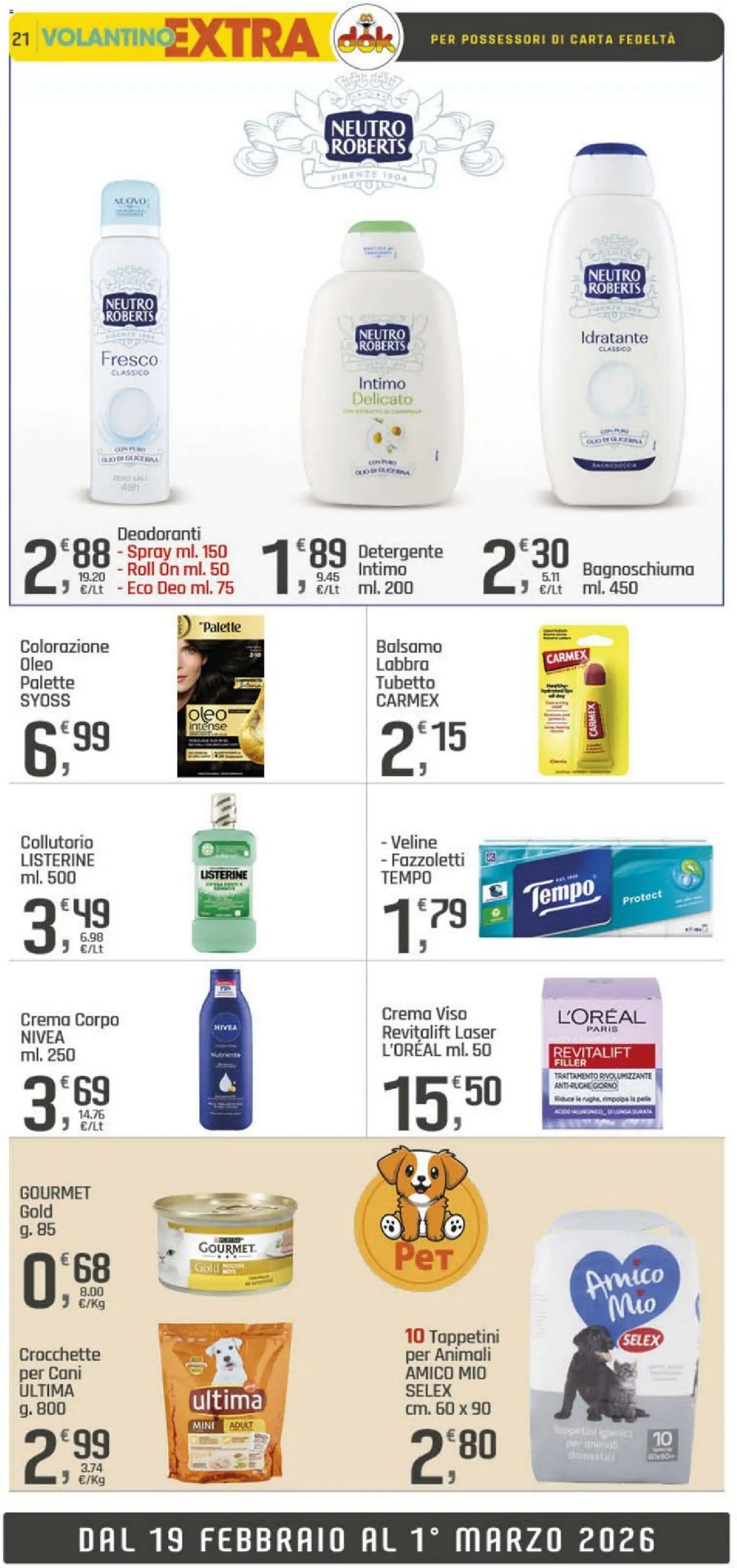 Volantino DOK del 19.02.2026 | Pagina: 21 | Prodotti: Balsamo, Crema, Detergente, Fazzoletti