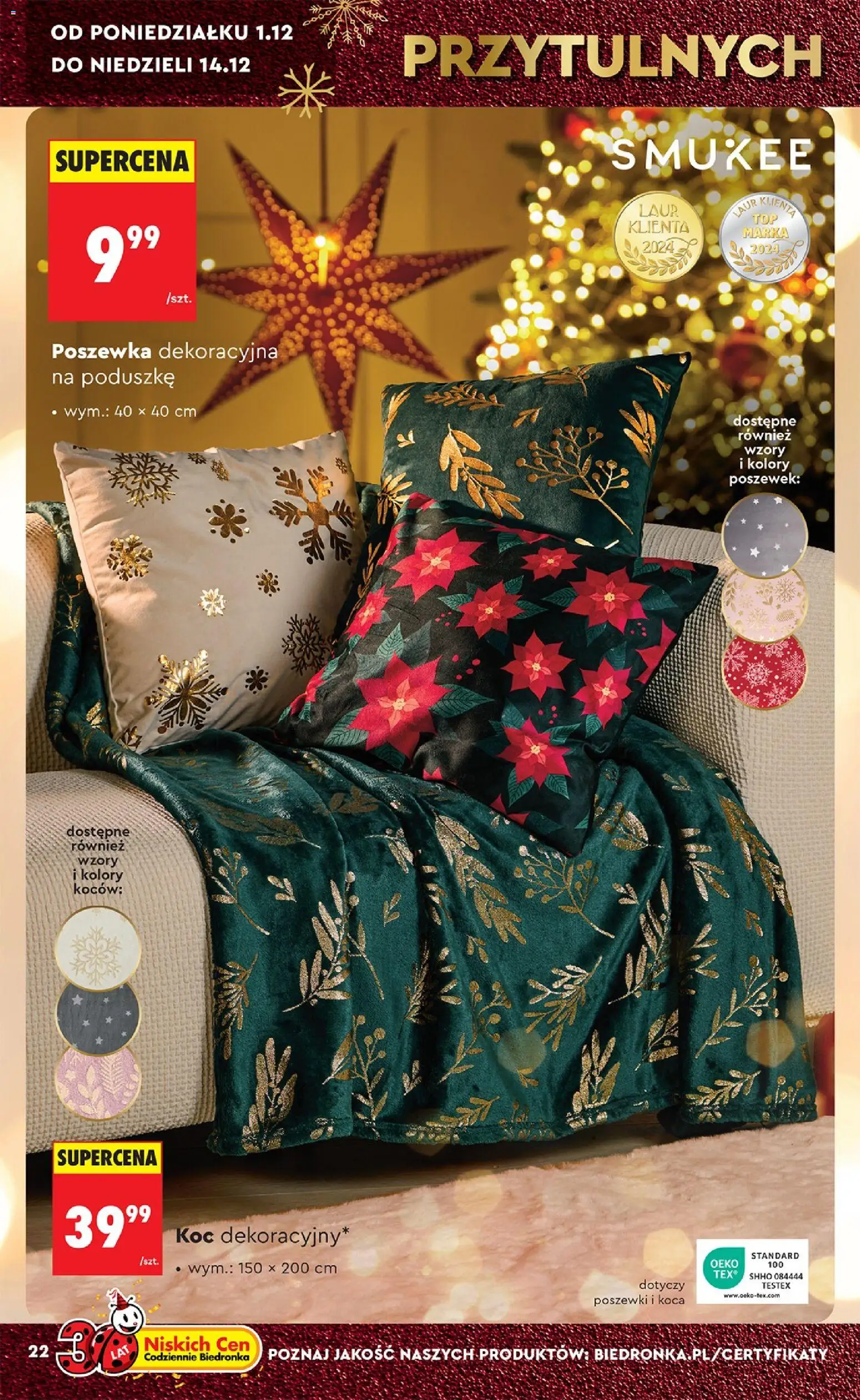Biedronka gazetka - Hity i inspiracje od 29.11.2025 | Strona: 22 | Produkty: Koc