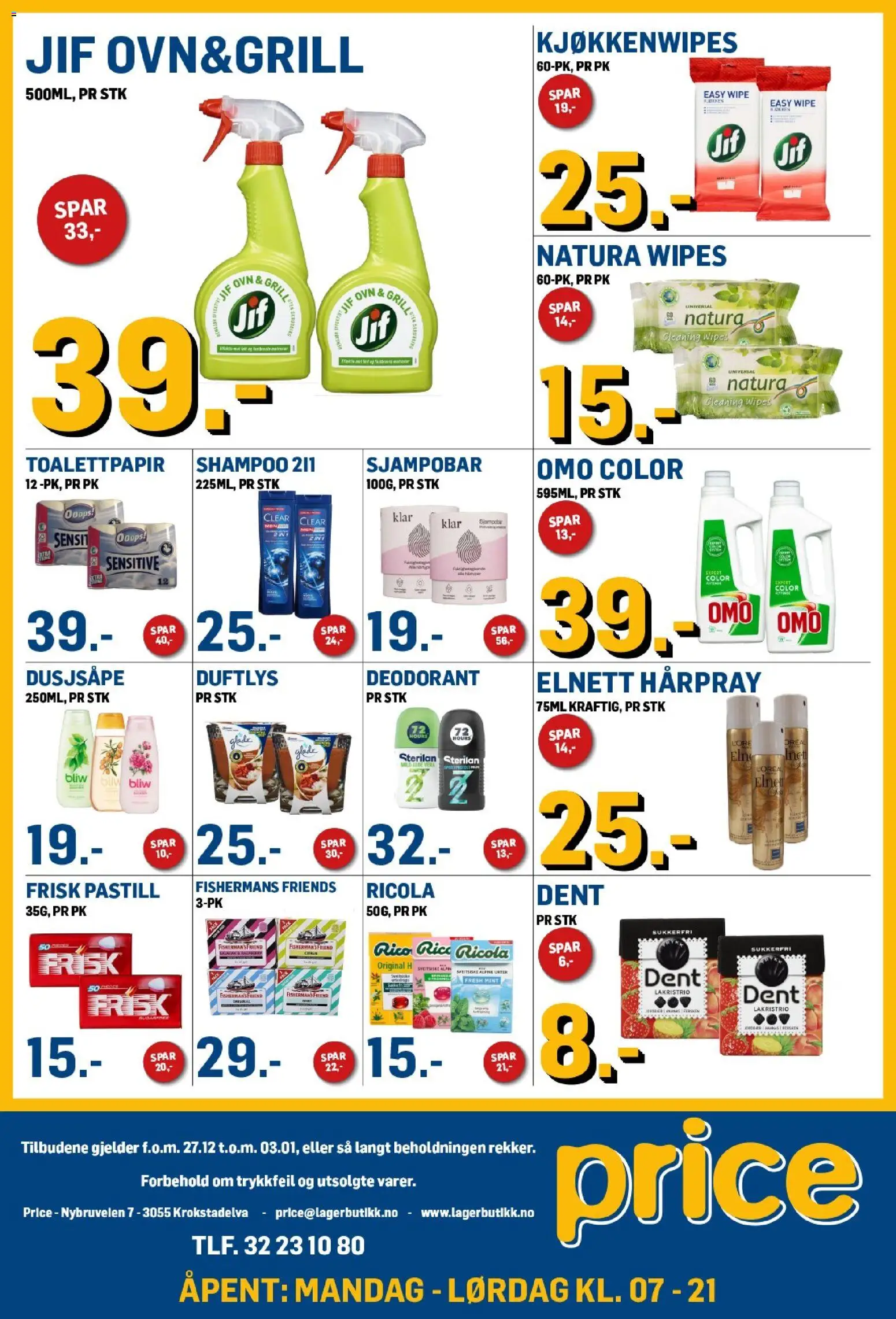 {H1} | Side: 3 | Produkter: Toalettpapir, Ovn, Grill, Duftlys