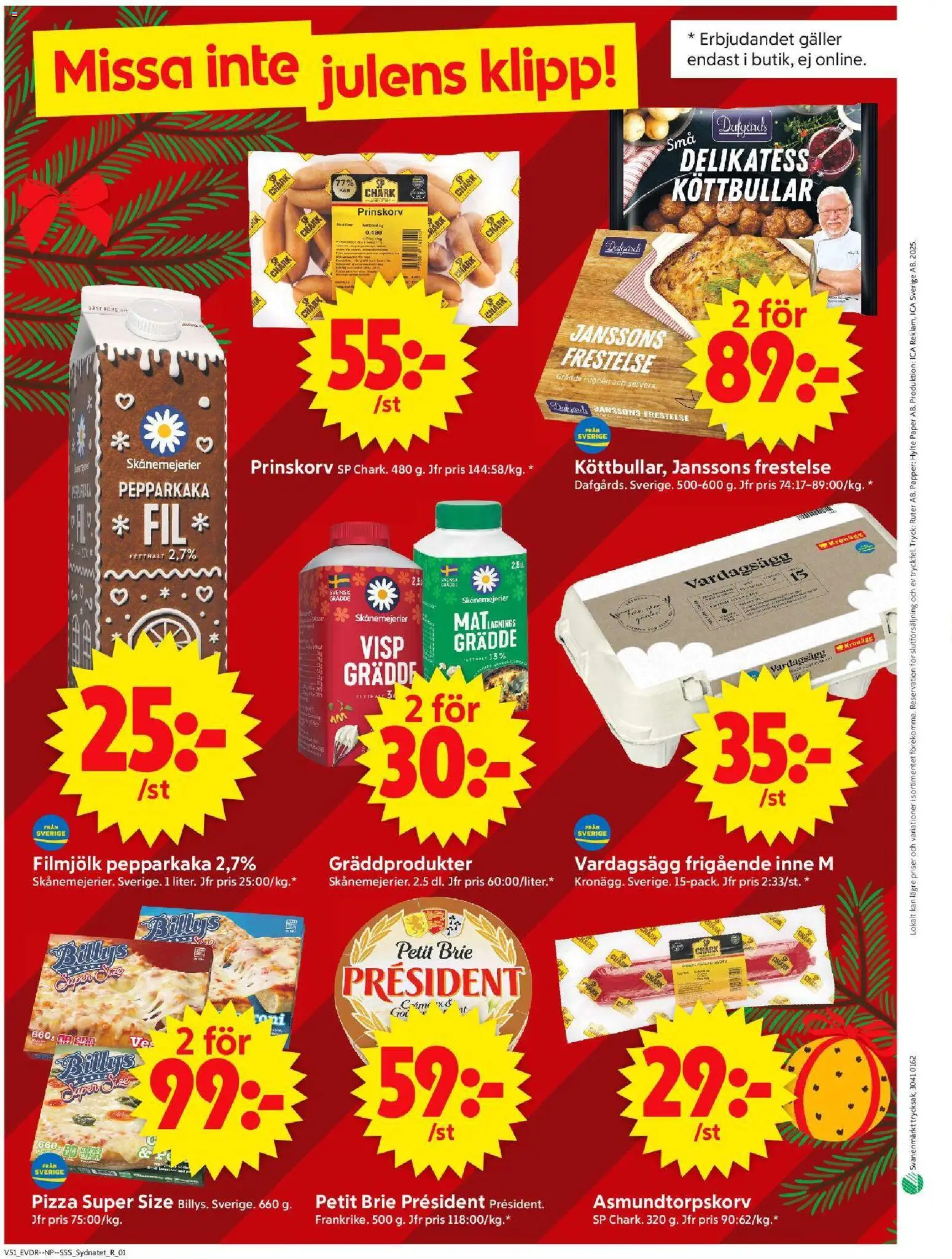 ICA Supermarket reklamblad aktuell från 15.12.2025 | Sida: 14 | Produkter: Visp, Köttbullar, Galler, Papper