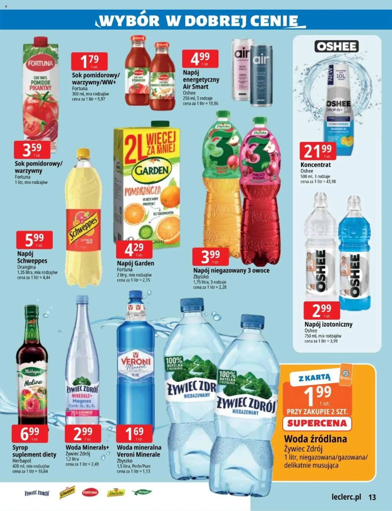 E.Leclerc gazetka - Zielona Góra od 03.03.2026 | Strona: 13 | Produkty: Syrop, Sok, Woda, Owoce