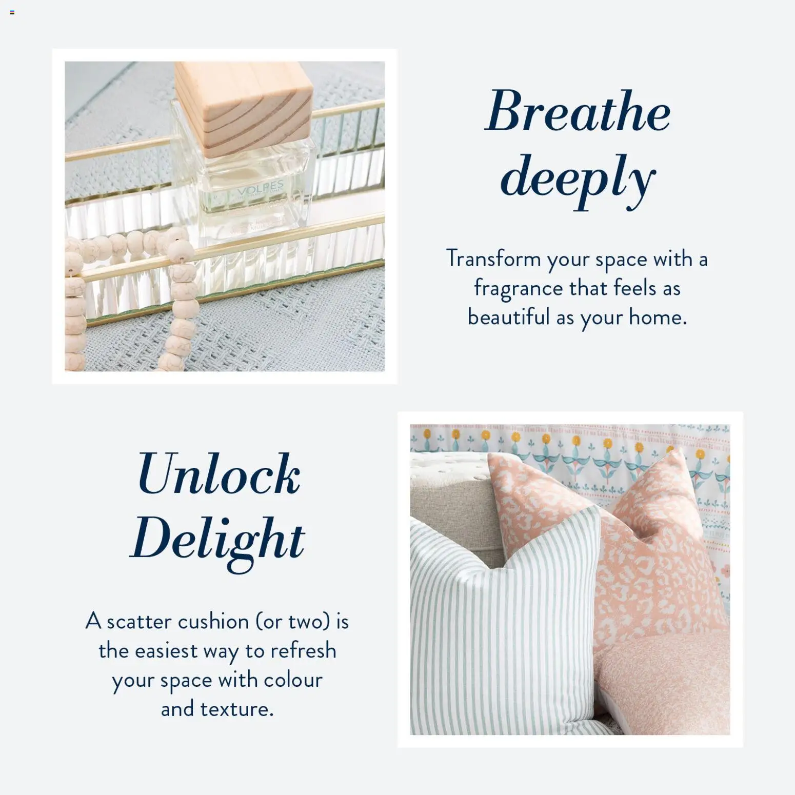 New Volpes catalogue – valid from 11.03.2026 | Page: 4 | Products: Cushion, Fragrance