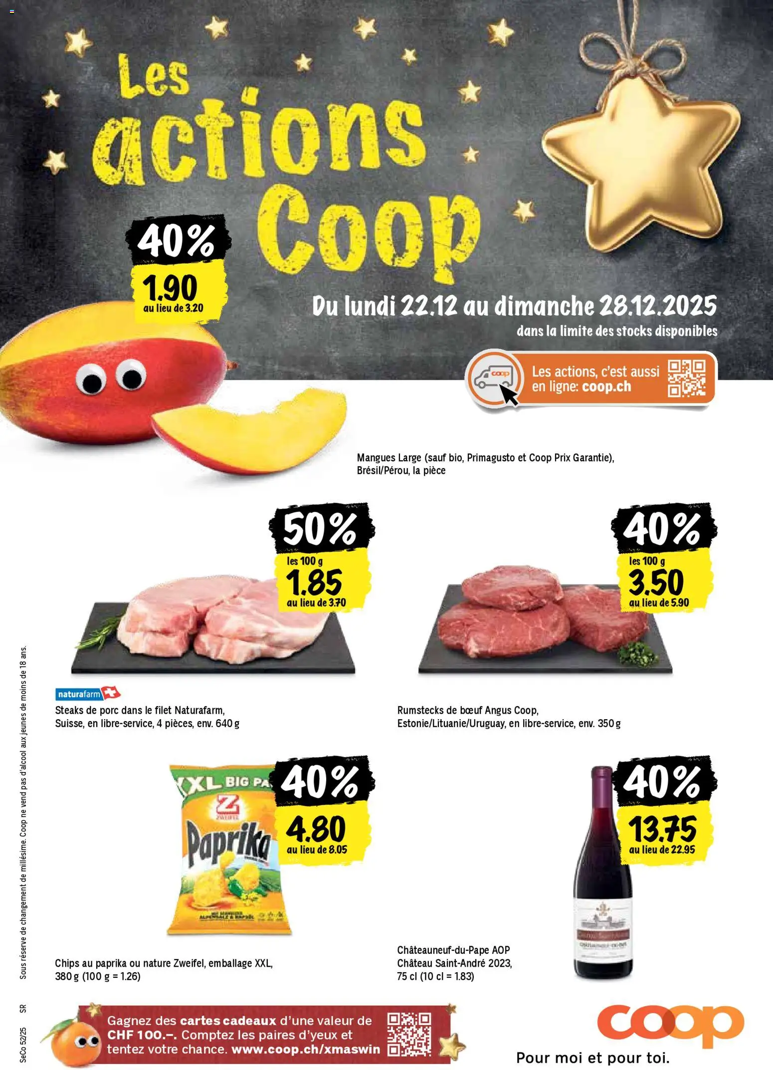 Coop - Les actions de la semaine – gültig ab 22.12.2025 | Seite: 1 | Produkte: Chips, Mango