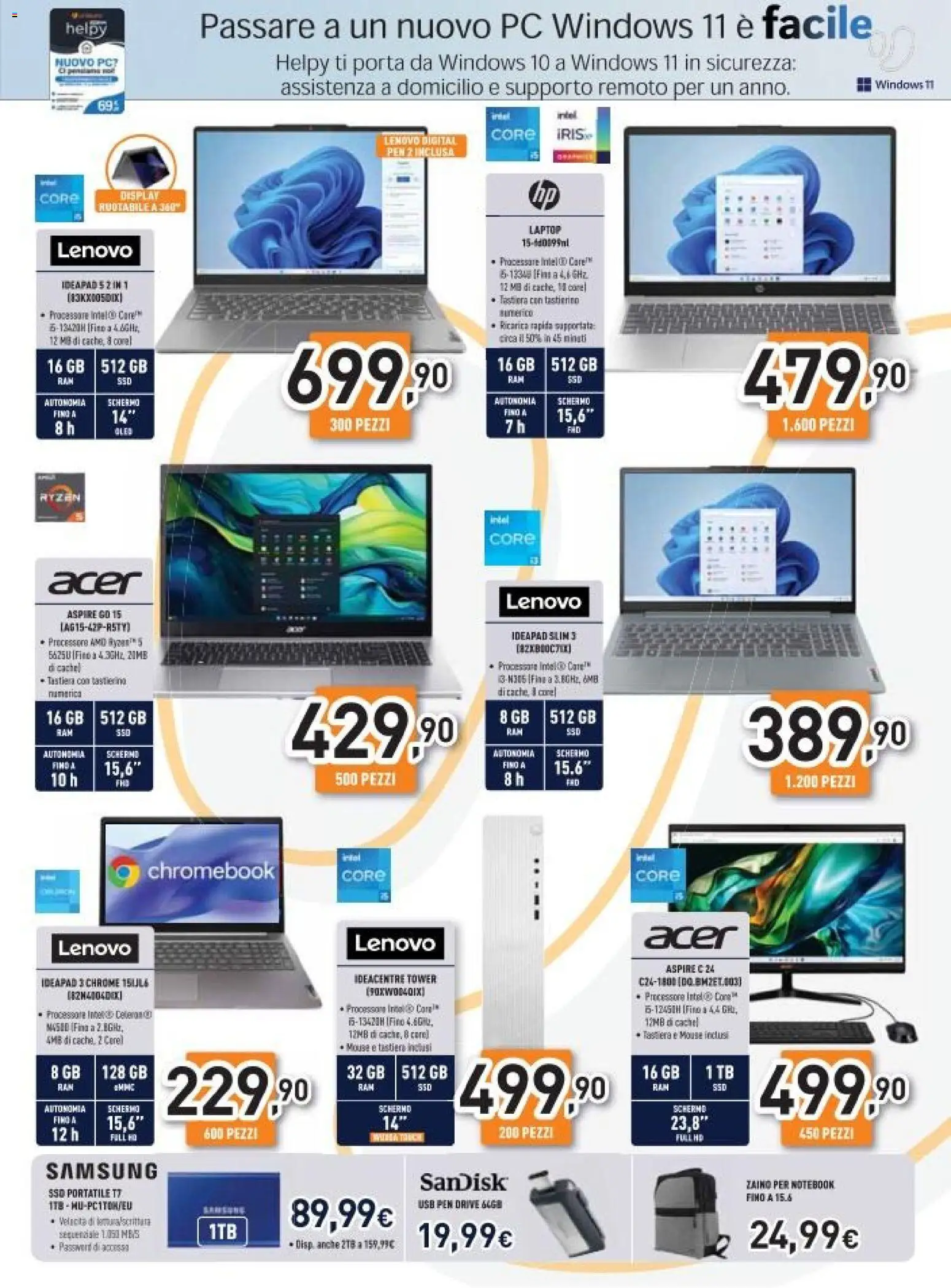 Volantino Unieuro del 04.11.2025 | Pagina: 11 | Prodotti: Schermo, Notebook, PC, Mouse