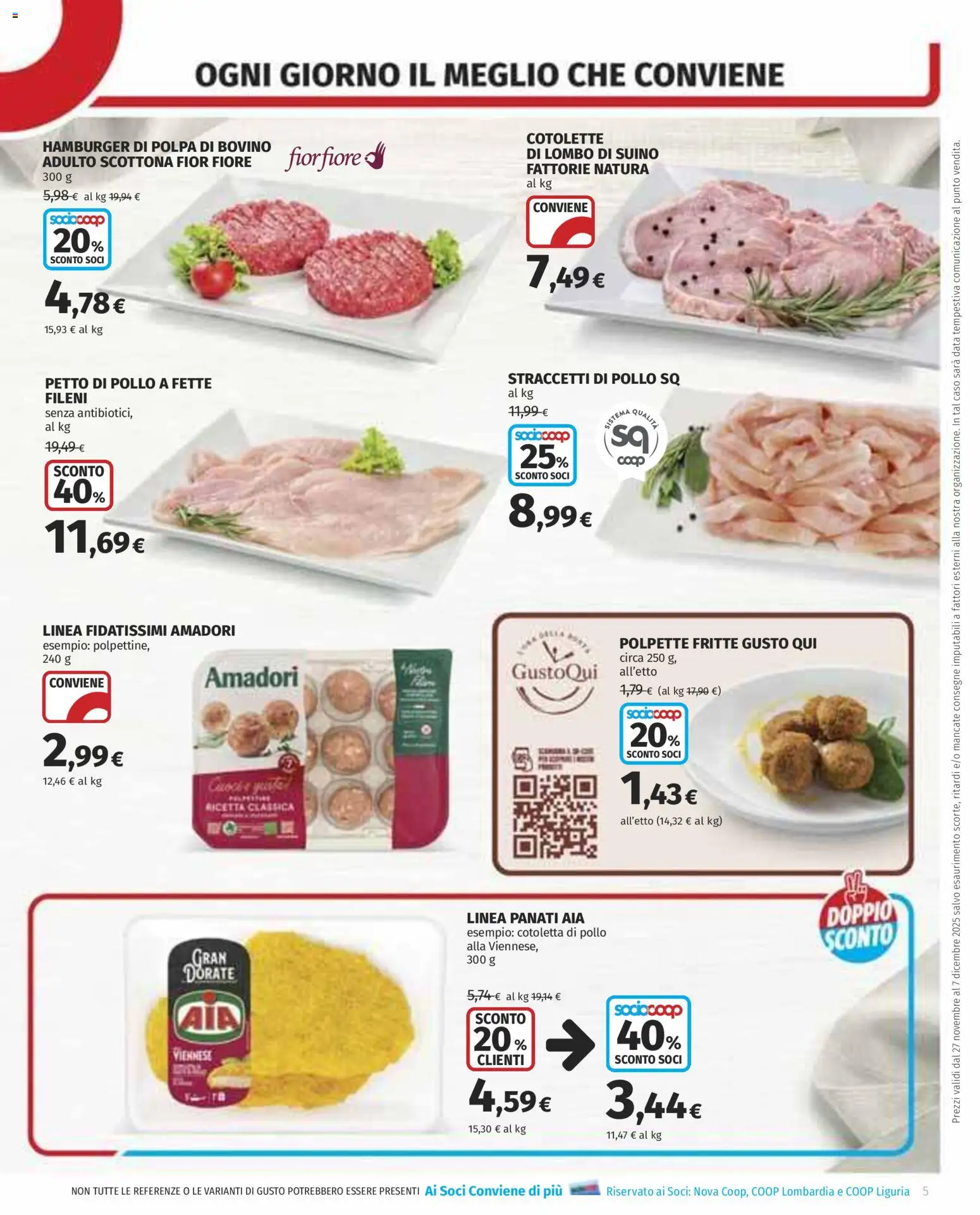 Volantino COOP del 27.11.2025 | Pagina: 5 | Prodotti: Bovino, Petto di Pollo, Suino, Data