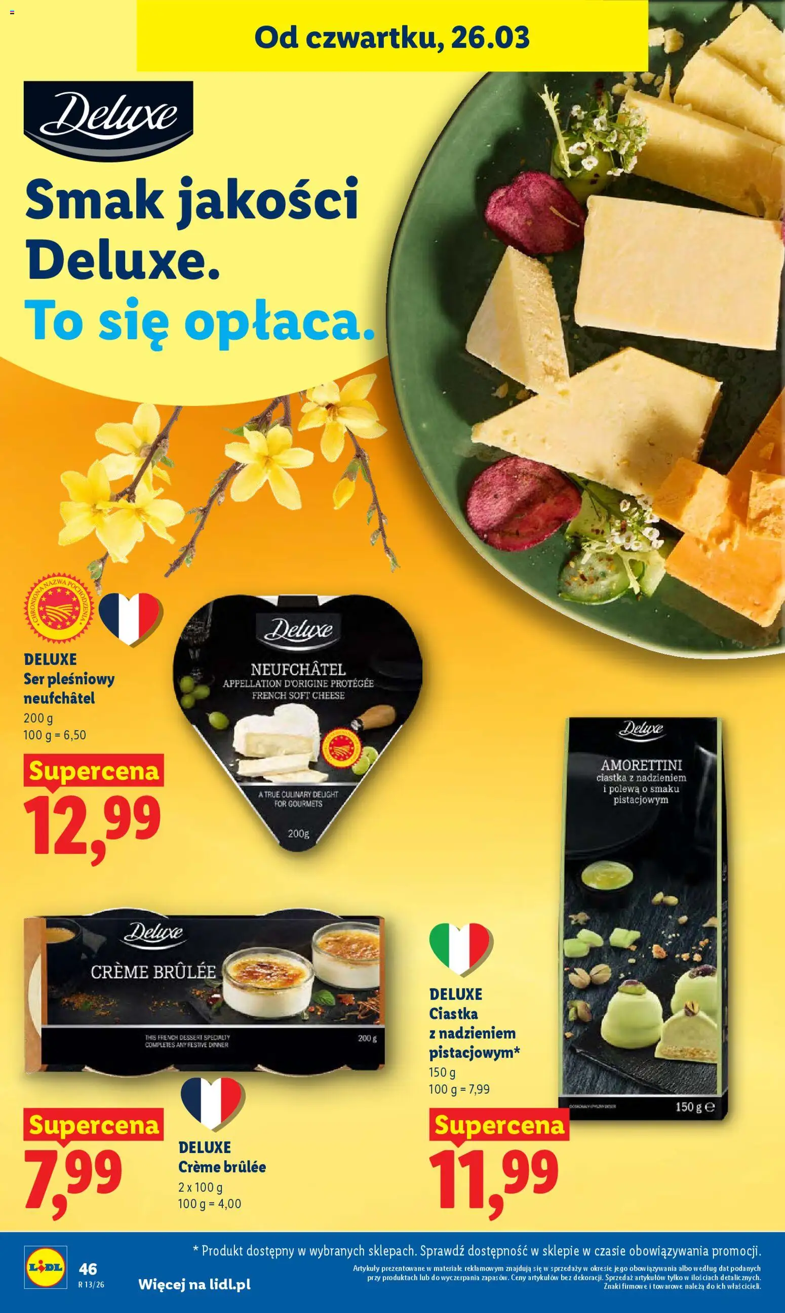 Lidl gazetka od 26.03.2026 | Strona: 46 | Produkty: Ser pleśniowy, Ser, Ciastka