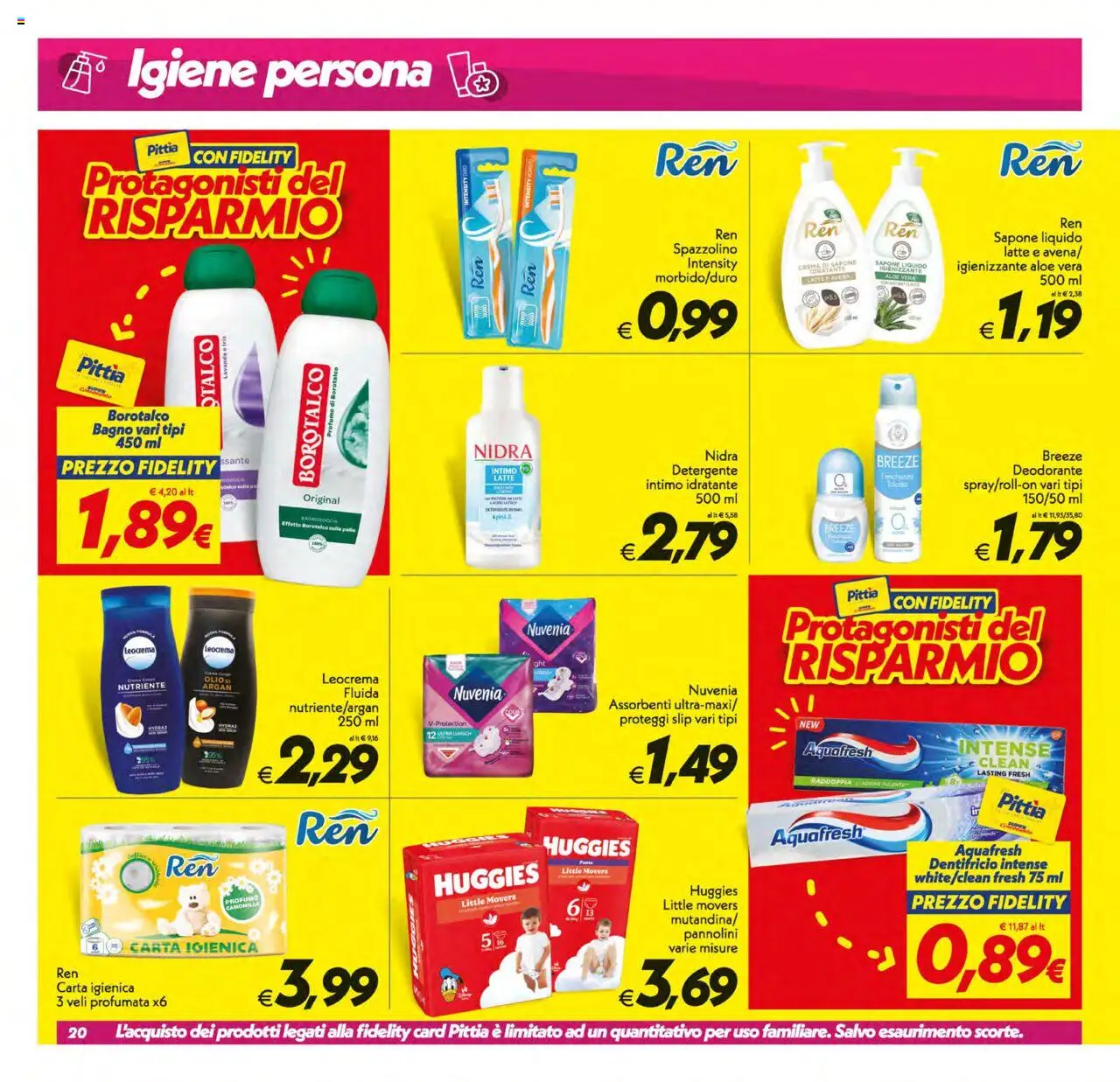 Volantino SuperConveniente del 12.08.2025 | Pagina: 20 | Prodotti: Detergente, Intimo, Latte, Bagno