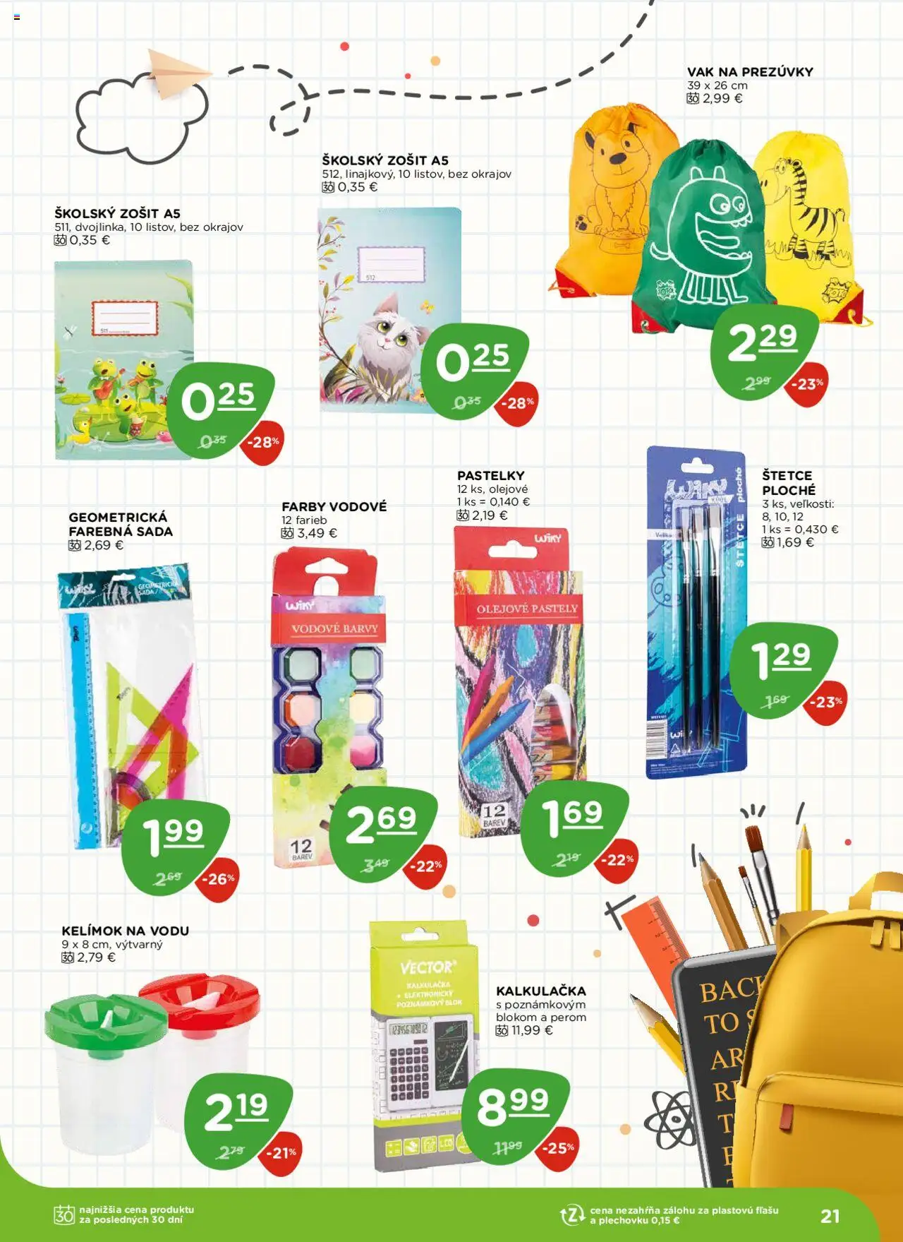 Terno leták │ platný od 21.08.2025 | Strana: 21 | Produkty: Zošit, Pastelky, Kalkulačka