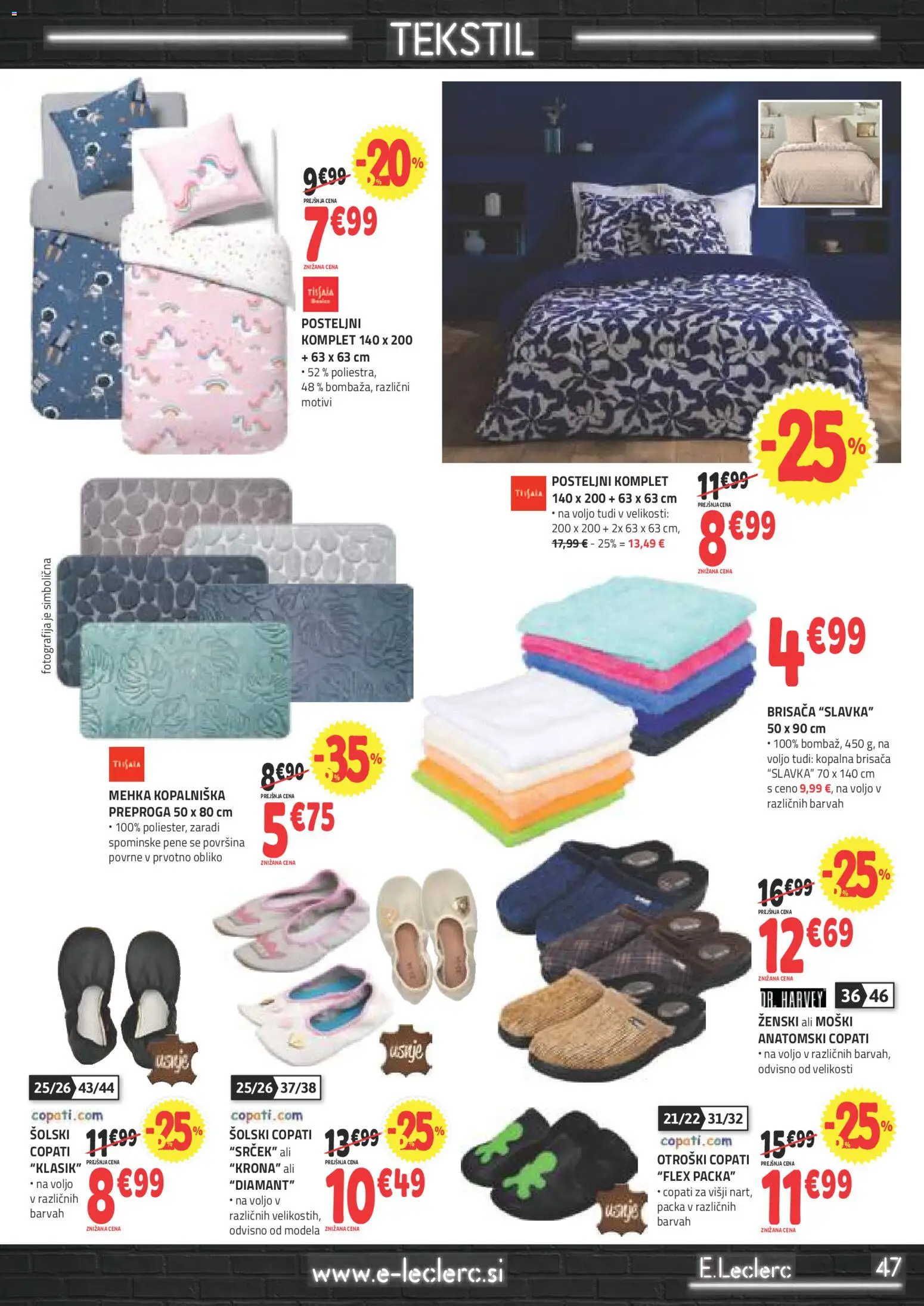 Novi E.leclerc katalog ponudbe – veljaven od 19.11.2025 | Stran: 9 | Izdelki: Brisača, Kopalna brisača, Preproga, Copati