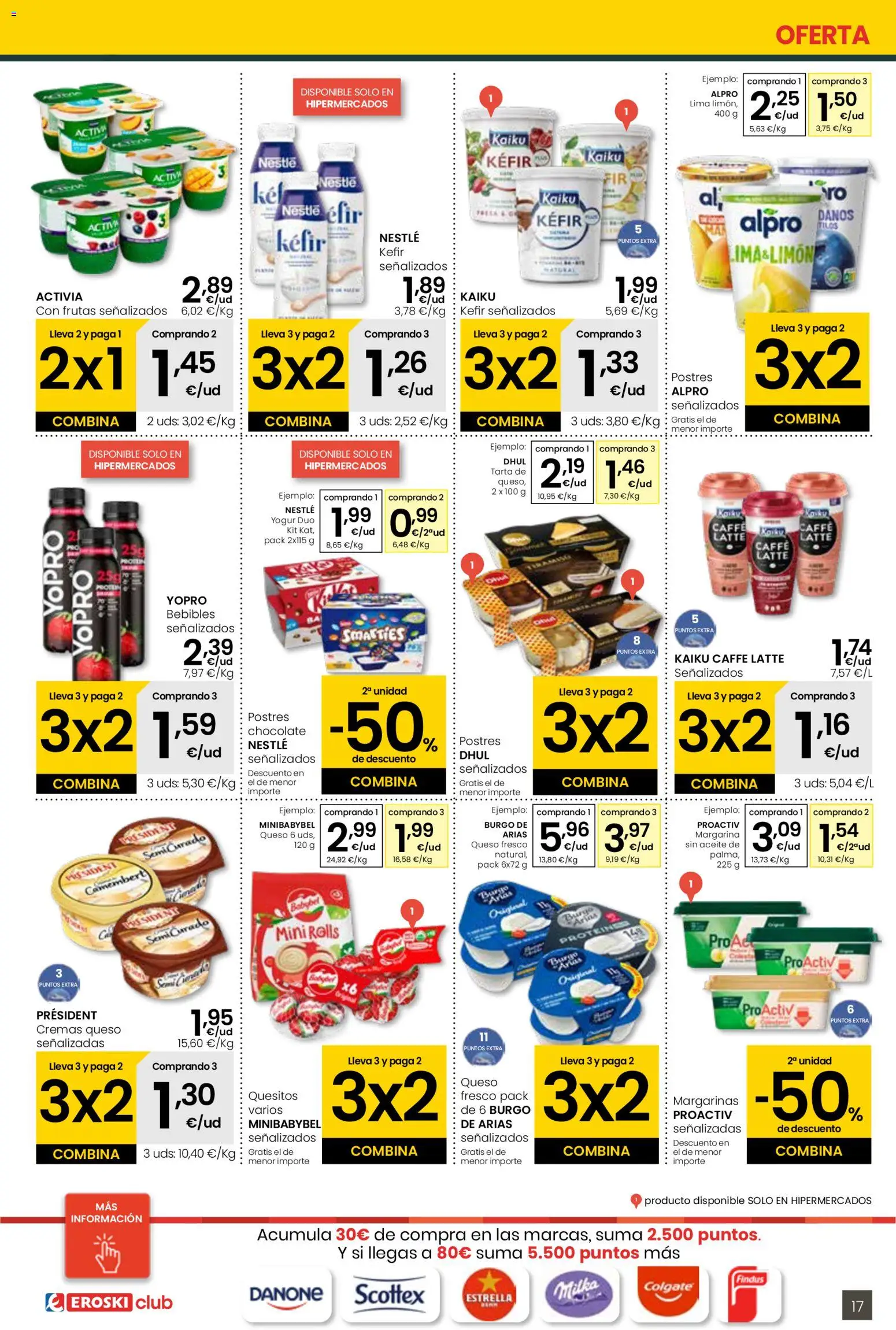 Eroski - 3x2  │ válido desde el 30.10.2025 | Página: 17 | Productos: Lima, Aceite, Queso fresco, Margarina