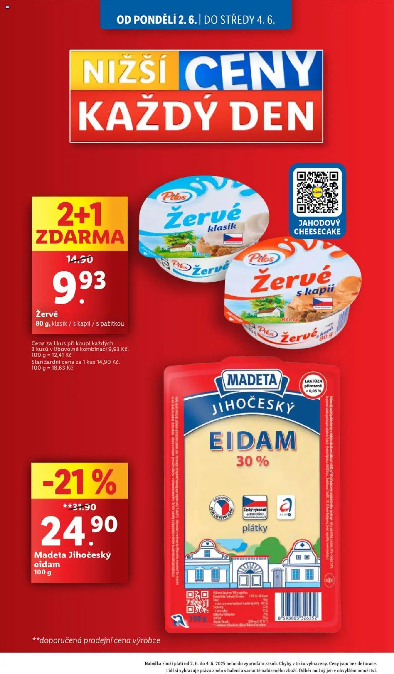 Lidl leták od 02.06.2025 | Strana: 4 | Produkty: Žervé, Eidam, Cheesecake