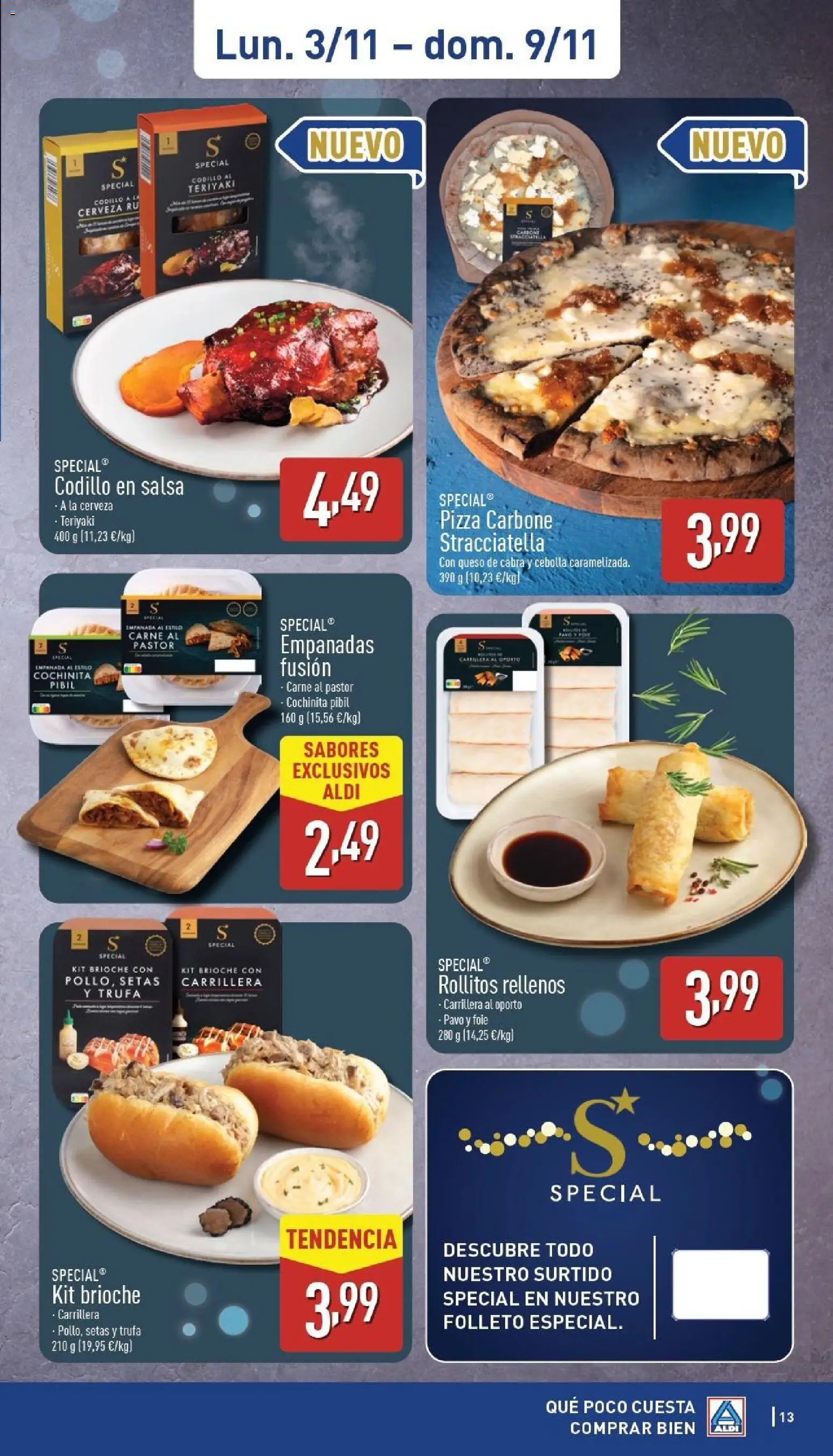 Aldi folleto Península │ válido desde el 03.11.2025 | Página: 13 | Productos: Queso, Pizza, Cerveza, Παγωμένο τσάι
