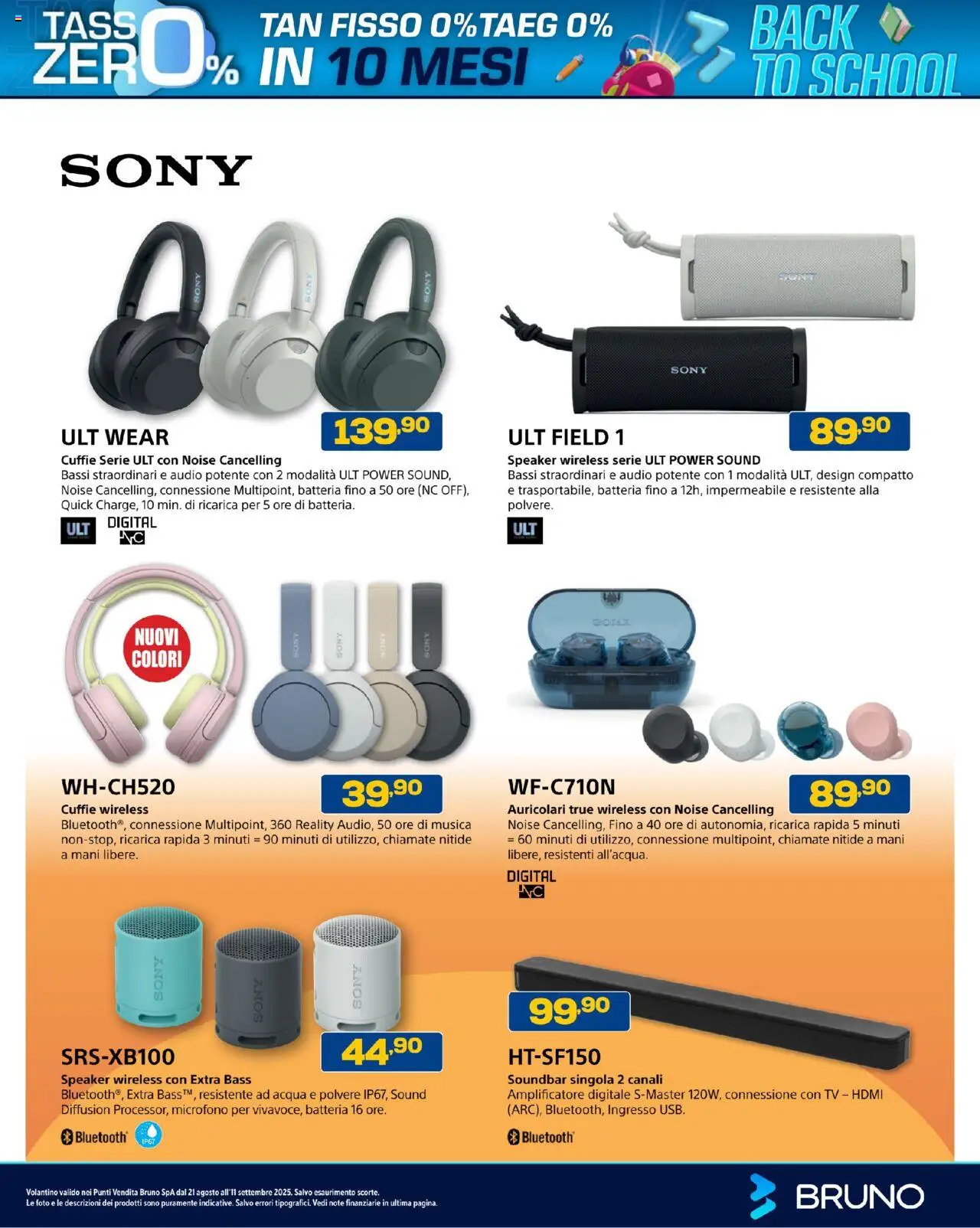Volantino BRUNO del 21.08.2025 | Pagina: 48 | Prodotti: Auricolari, Soundbar, TV, Speaker